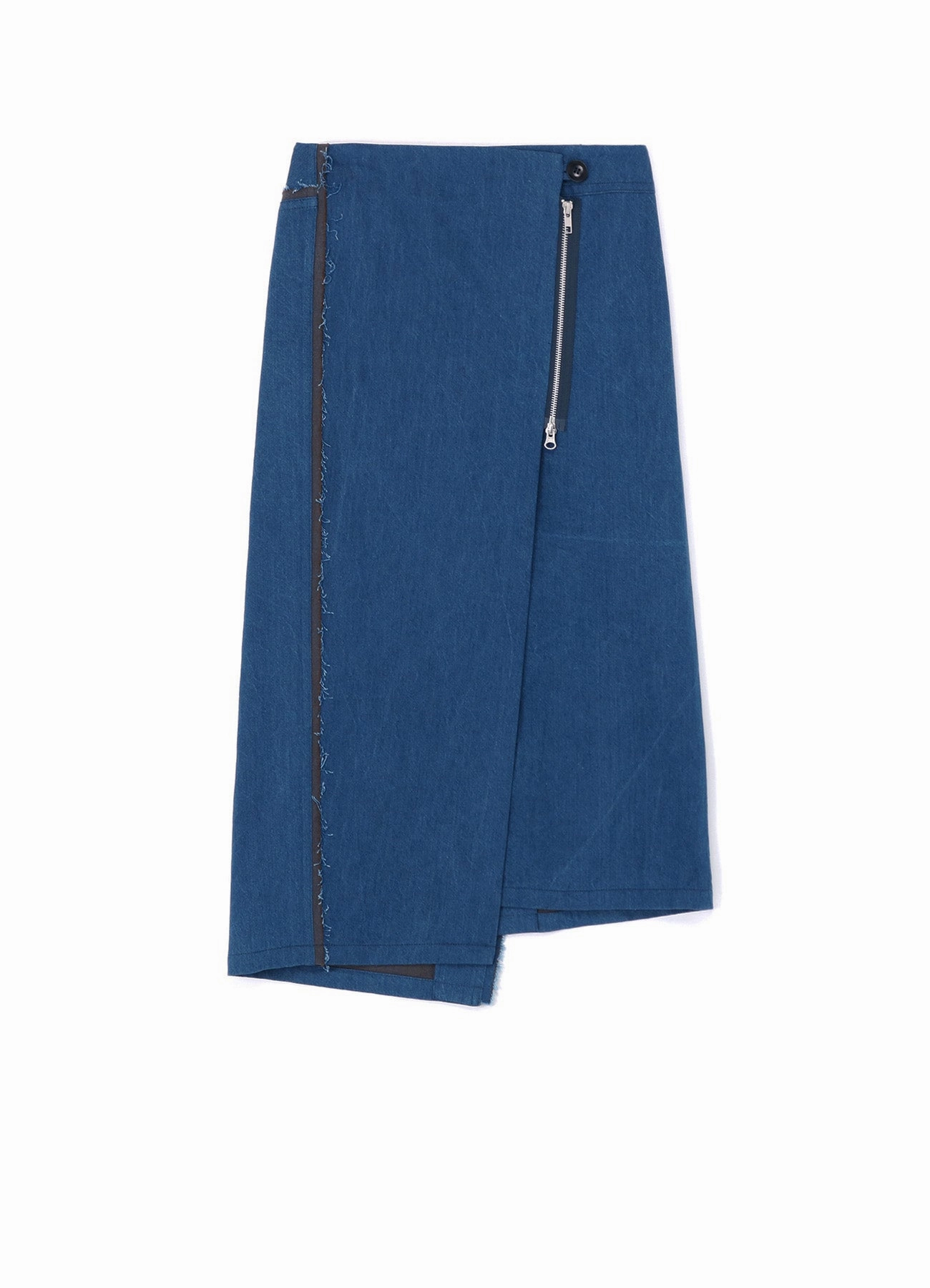 Twill Weave Texture Dark wash 10oz DENIM PANELLED WRAP SKIRT