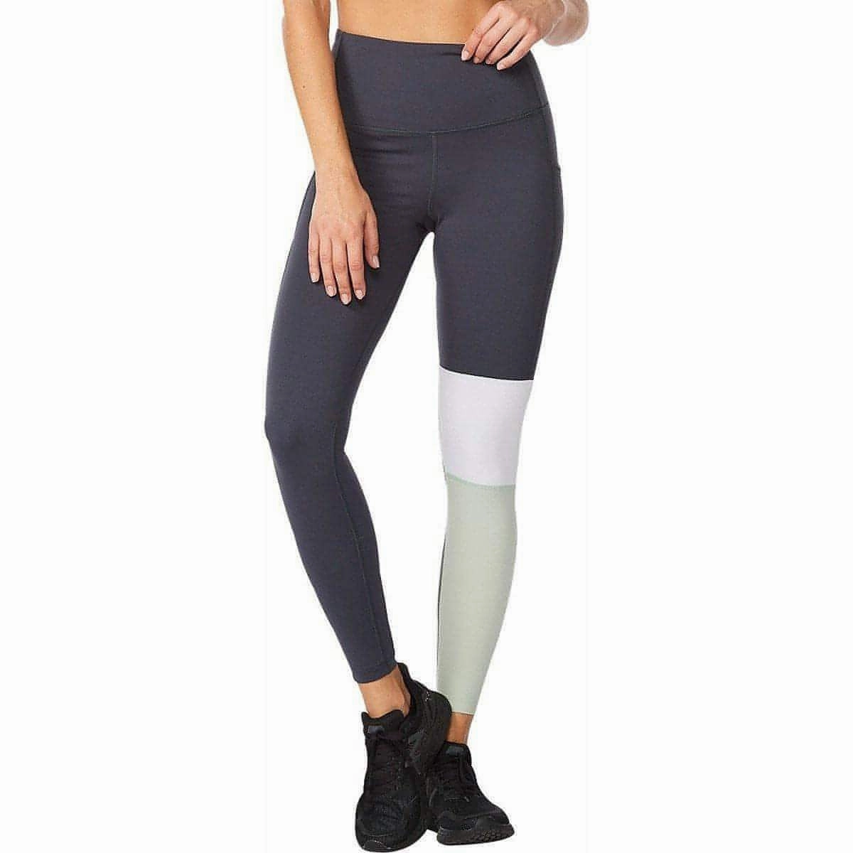 Effortless Active Fit Flexible Wear Park Run 2XU Form Block Hi Rise Compression Womens Long Running Tights - Navy