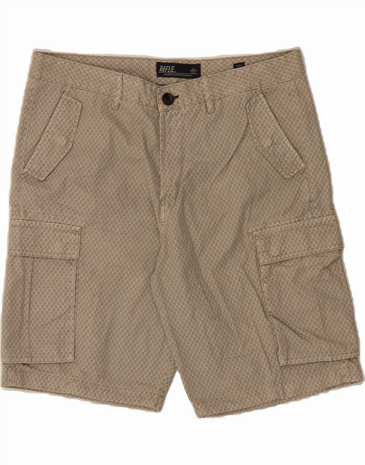 Windproof Design Port Pocket Design RIFLE Mens Cargo Shorts W36 Large Beige Floral