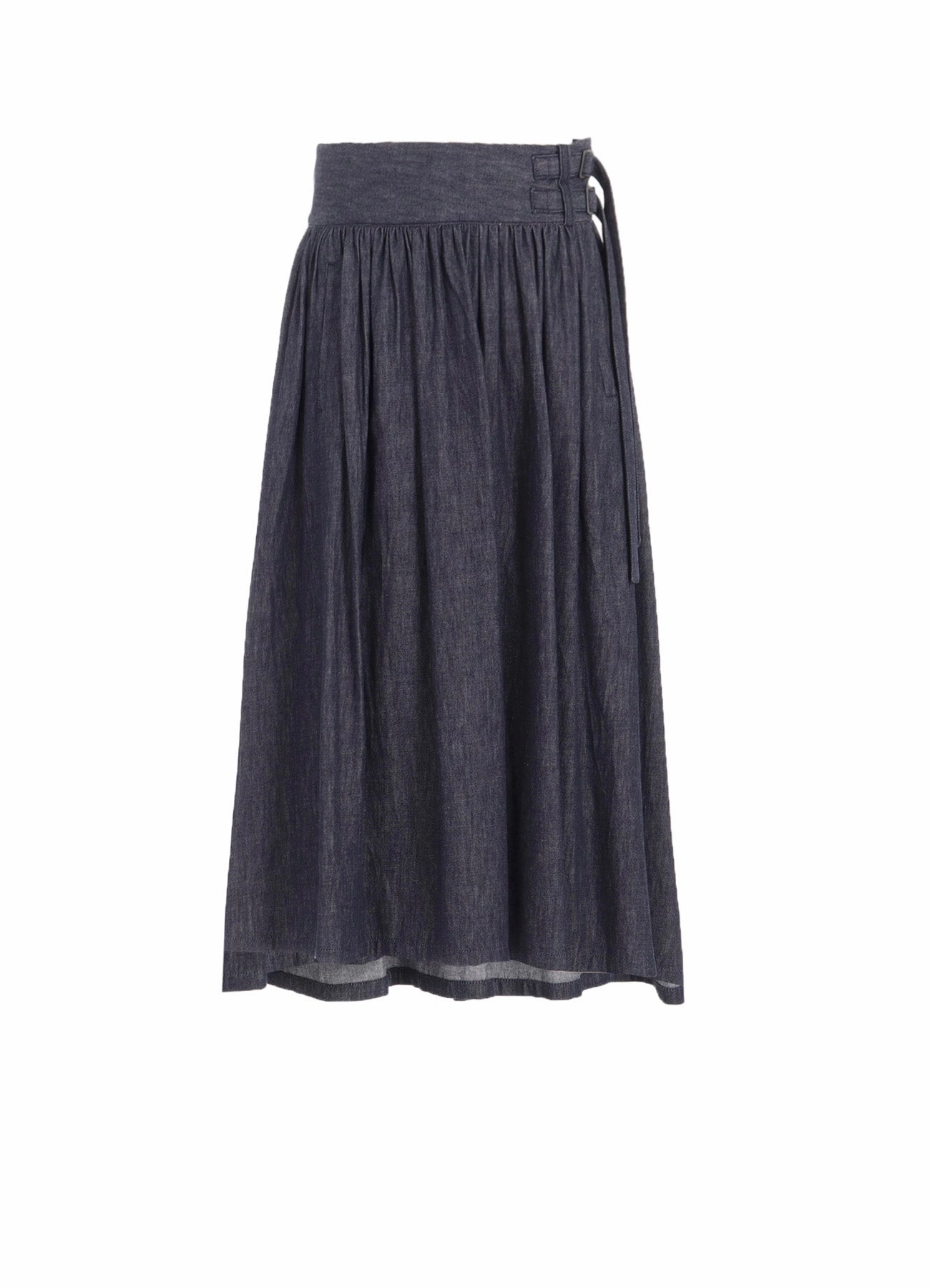 6OZ DENIM GARMENTFINISH ASYMMTRIC GATHER SKIRT Core Support