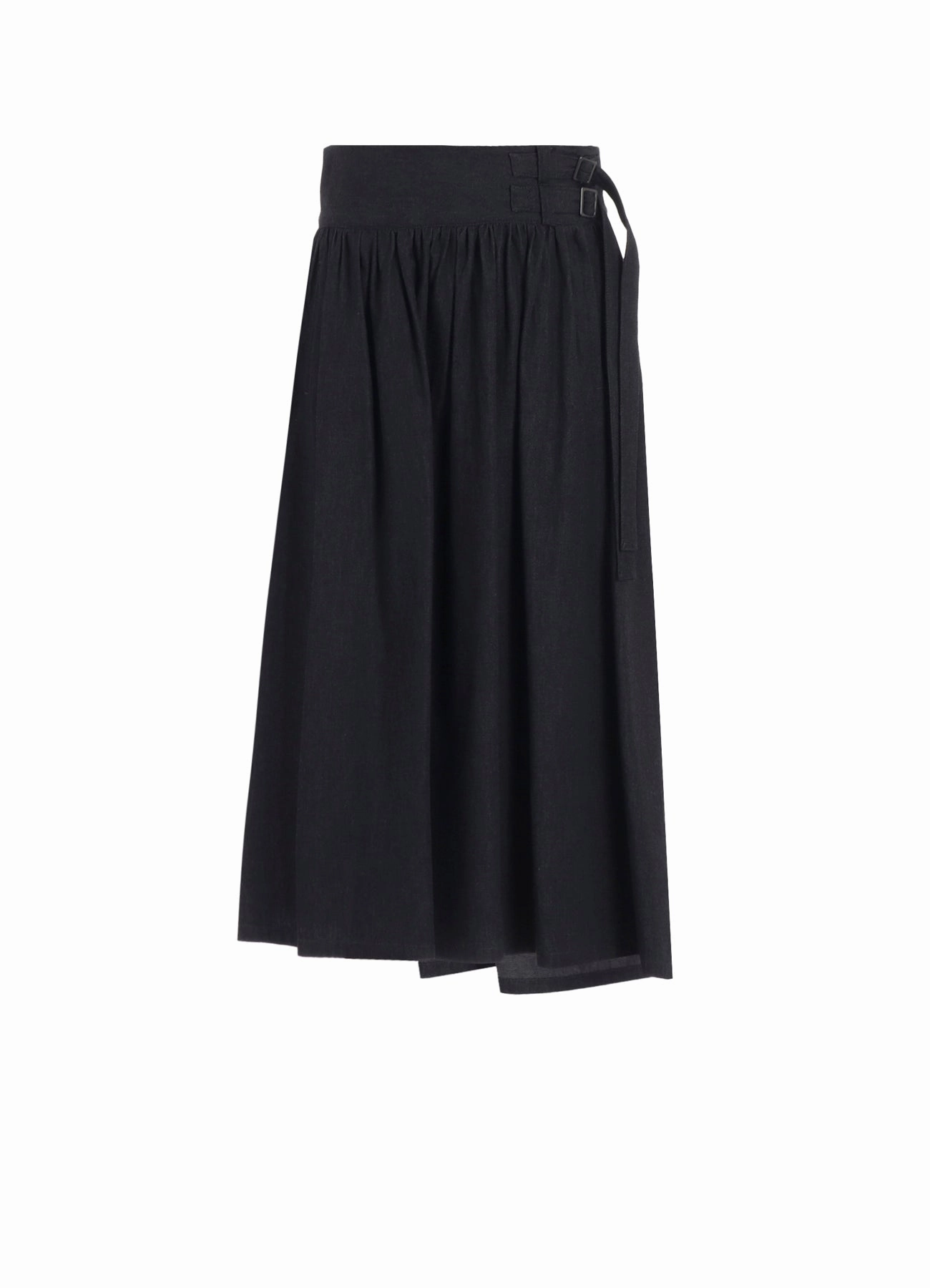 Stylish Cut Wrinklefree 6OZ DENIM GARMENTFINISH ASYMMTRIC GATHER SKIRT