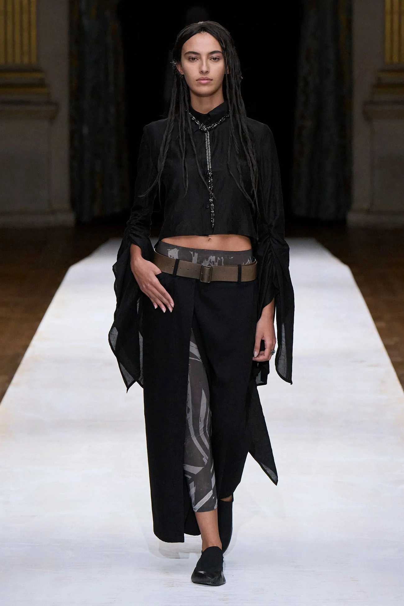 Effortless Fit 7.6OZ UNEVEN YARN DENIM BELTED WRAP SKIRT