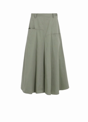 Flat waistband Button front [Y's BORN PRODUCT] COTTON TWILL FRONT PANEL POCKET SKIRT