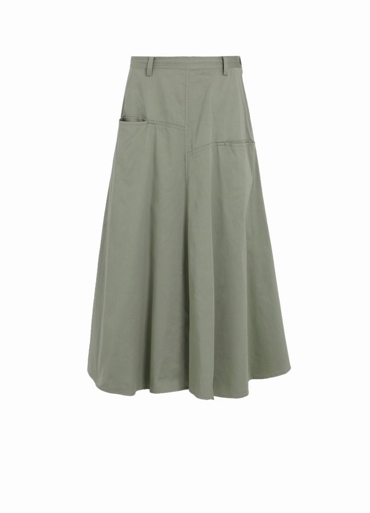 Flat waistband Button front [Y's BORN PRODUCT] COTTON TWILL FRONT PANEL POCKET SKIRT