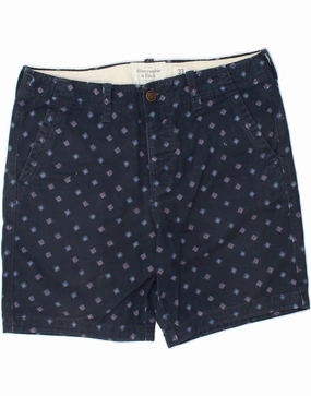 Casual Flex Fit Golf shorts ABERCROMBIE & FITCH Mens Chino Shorts W33 Medium  Navy Blue Spotted Cotton
