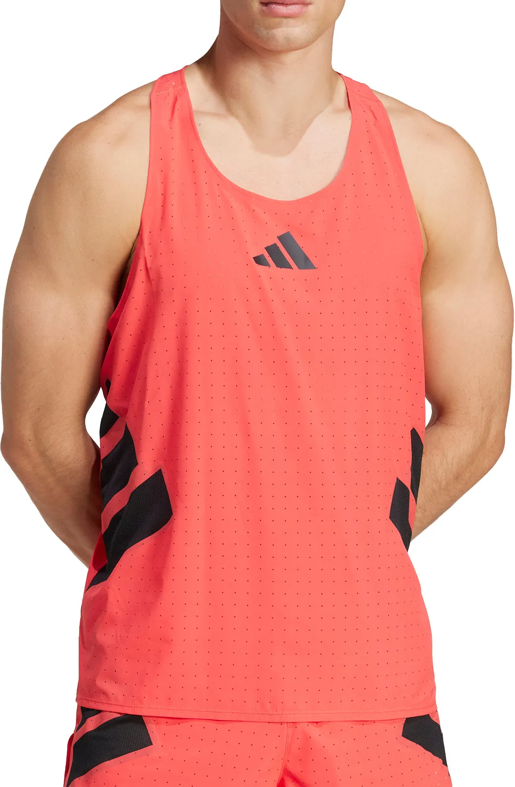 Good ventilation adidas Adizero Road To Records Mens Running Vest - Red