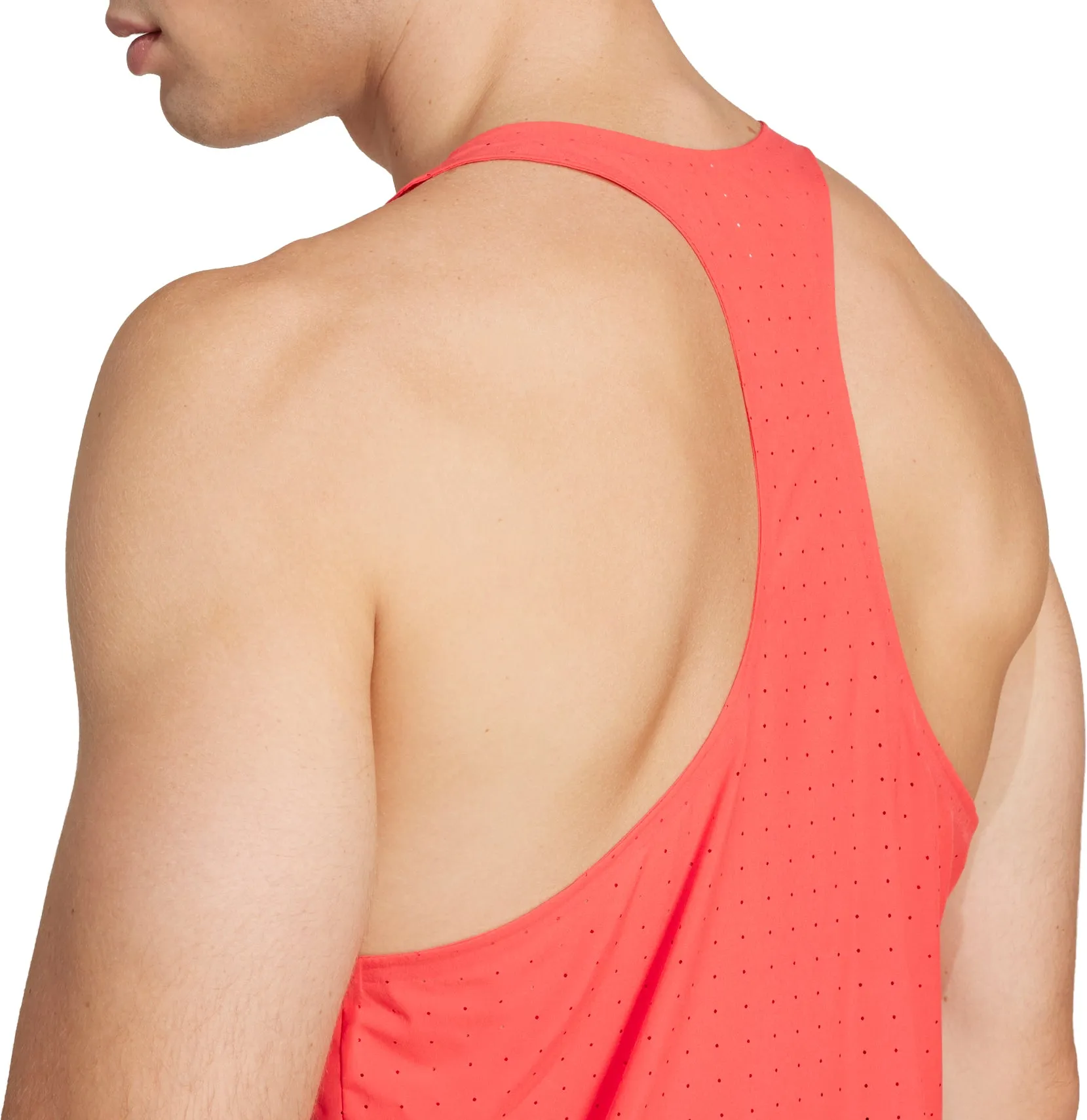Four Way Stretch adidas Adizero Road To Records Mens Running Vest - Red