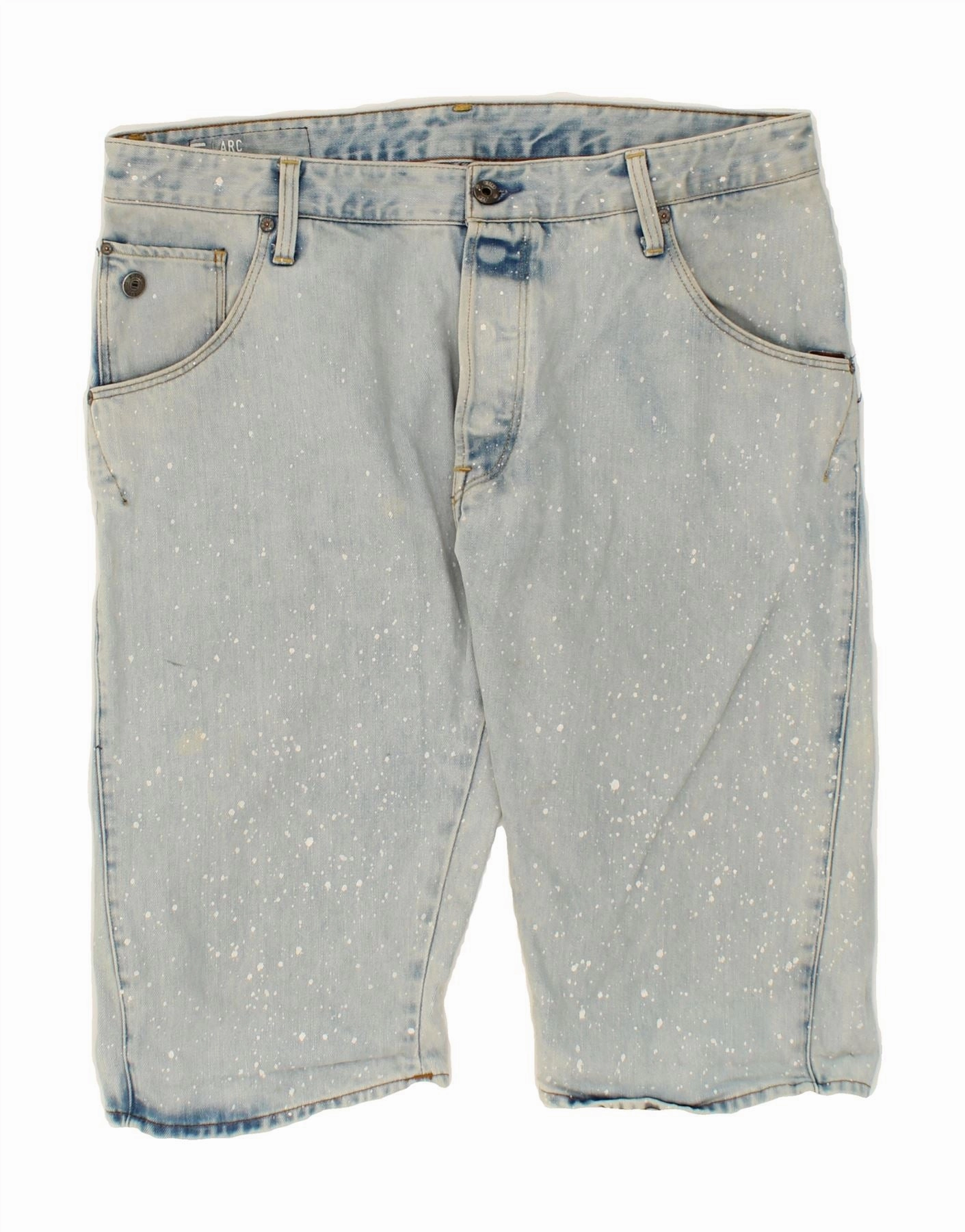 handmade touch G-STAR Mens Acid Wash Denim Shorts W36 Large Blue Cotton