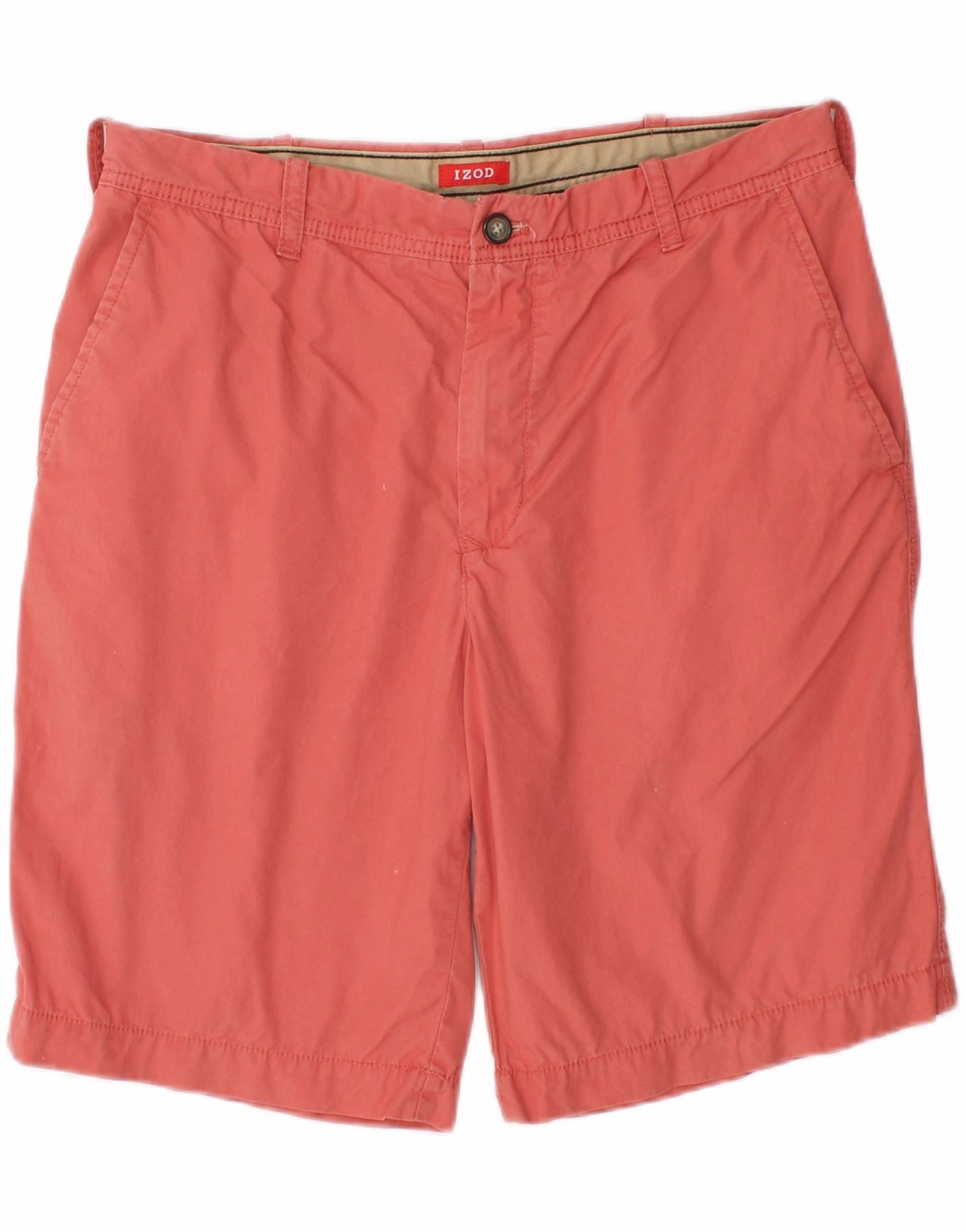 IZOD Mens Chino Shorts W32 Medium Orange Cotton yoga clothes