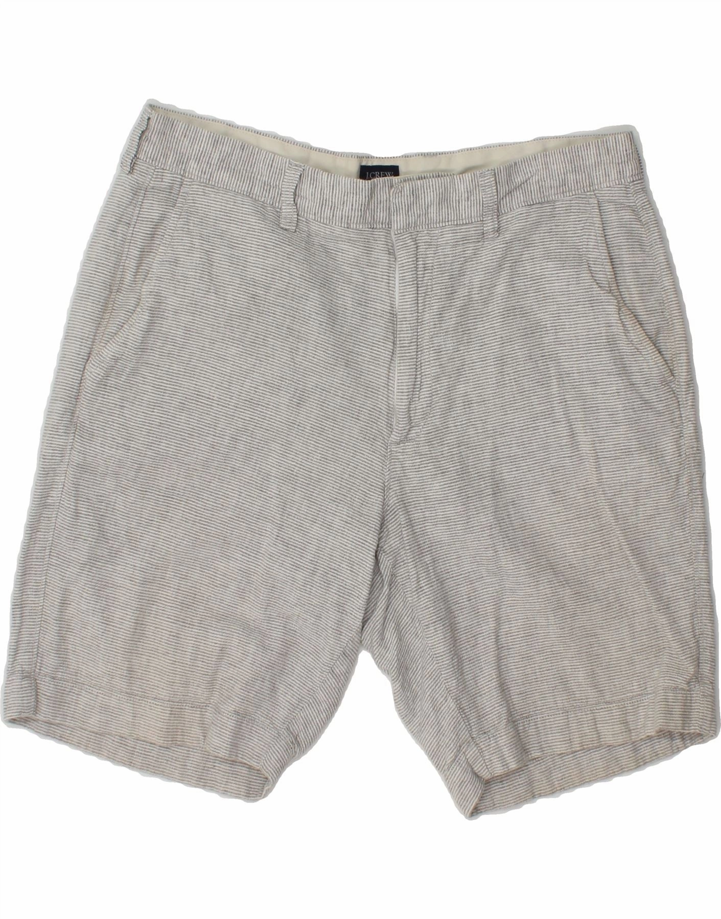 J. CREW Mens Chino Shorts W32 Medium Grey Pinstripe Linen Breathable mesh