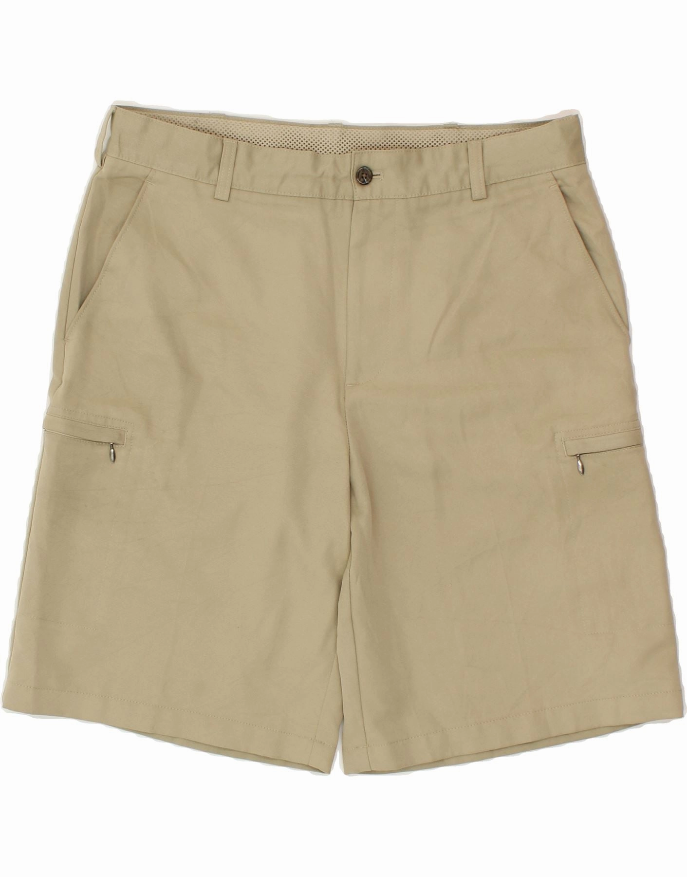 IZOD Mens Cargo Shorts W34 Large Beige Chill Flex