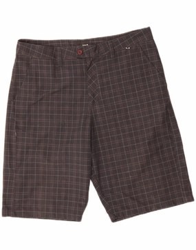 HURLEY Mens Cargo Shorts W38 XL Black Check Polyester Solid Color transportation industry
