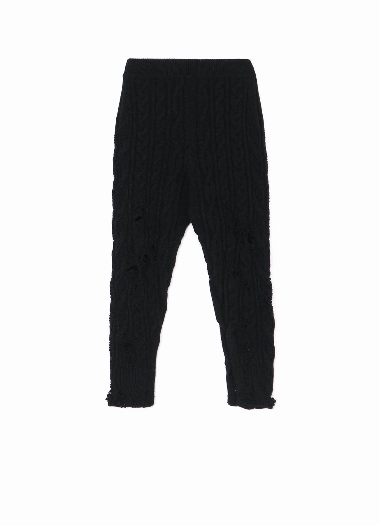 Sleek Style AntiStaticTreatment ACRYLIC WOOL RIPPED ARAN KNIT RIB PANTS