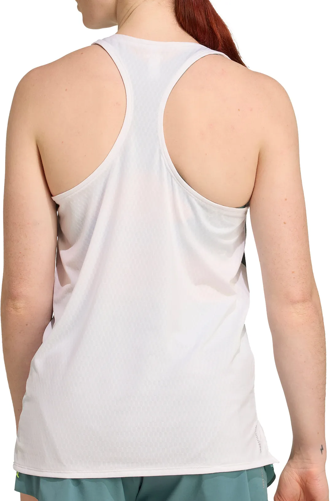 Non Irritating Seams Effortless Comfort adidas Adizero Archive Womens Running Vest Tank Top - White