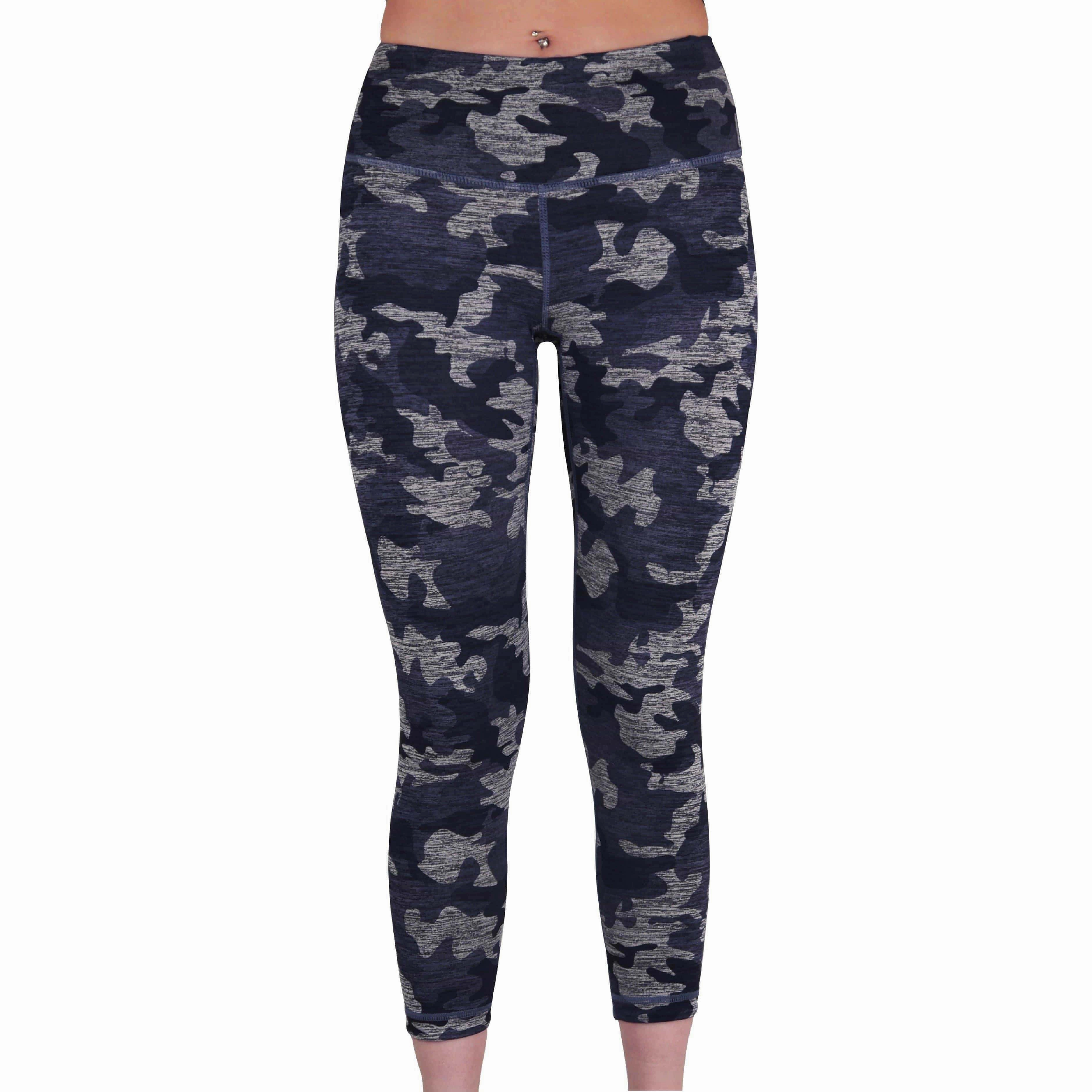 More Mile Reversible Graphic Womens 3/4 Capri Running Tights - Blue Feel Good