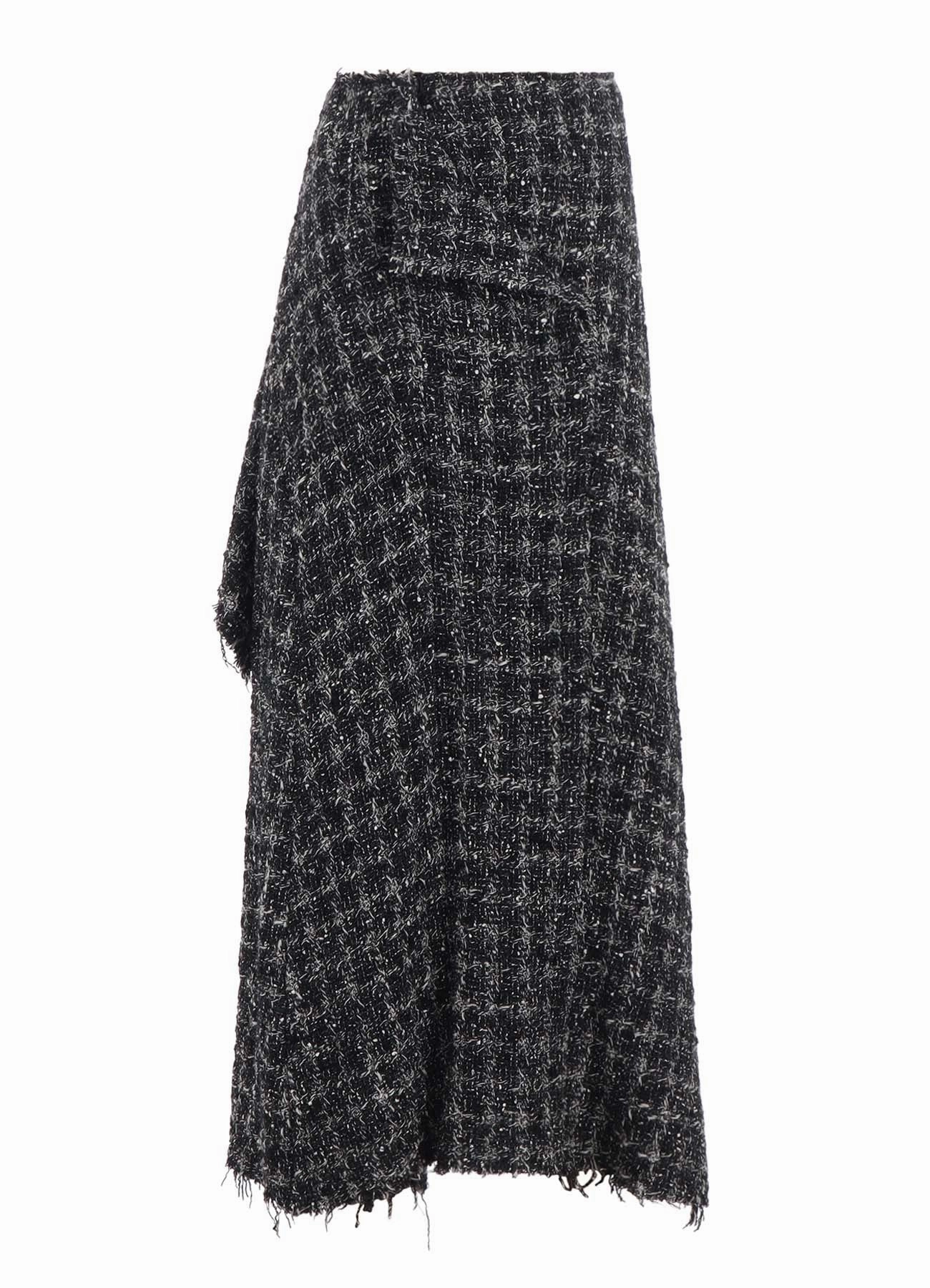 Hip Friendly Pockets GREY HOUNDSTOOTH B DRAPED HIGH-WAIST SKIRT