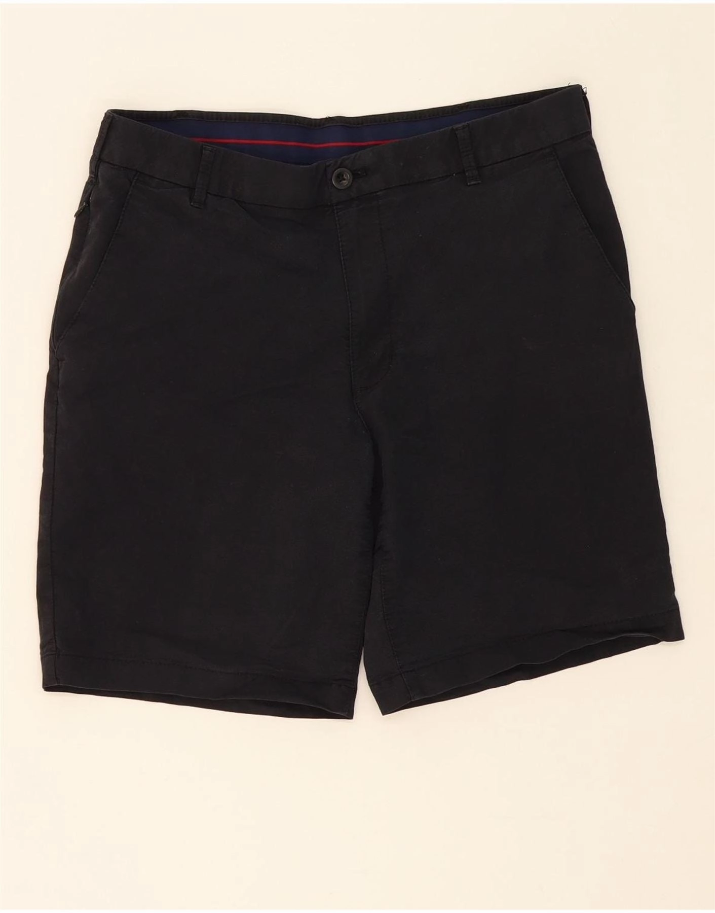IZOD Mens Chino Shorts W32 Medium  Navy Blue Cotton warm tones romper