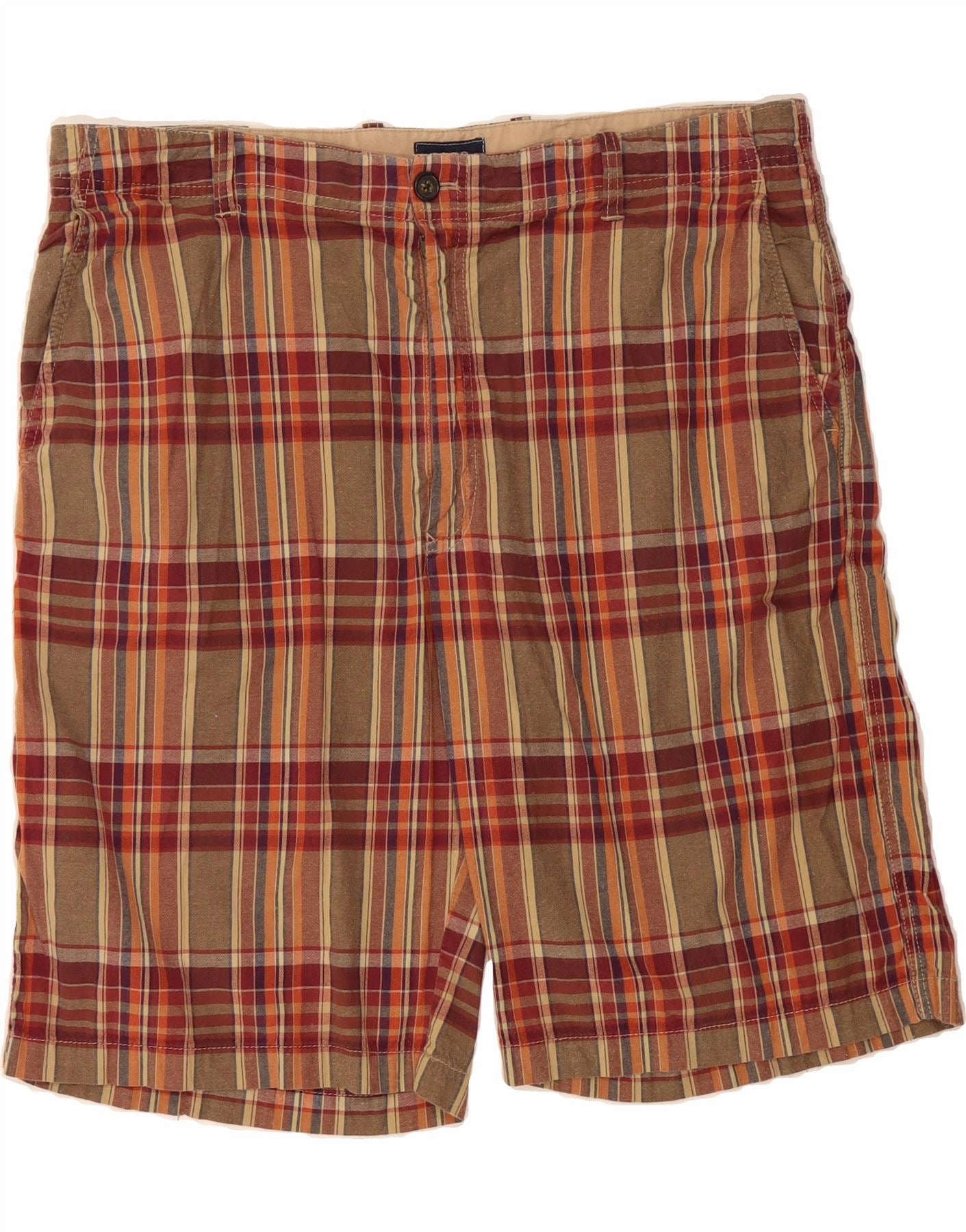 Adaptive design IZOD Mens Chino Shorts W40 XL Brown Check Cotton