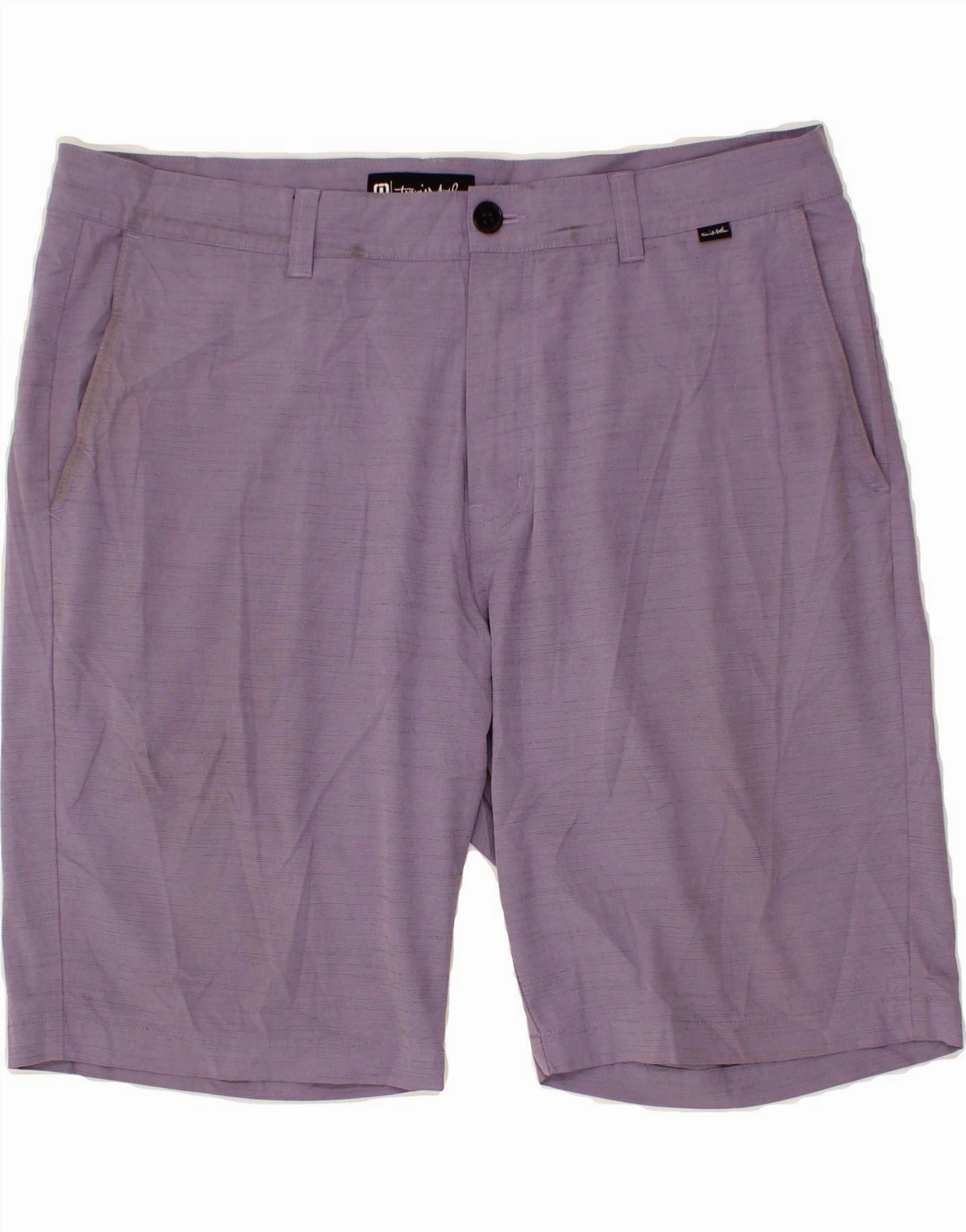 TRAVIS MATHEW Mens Chino Shorts W38 XL Purple Polyester Comfy Waistband Static Free Finish