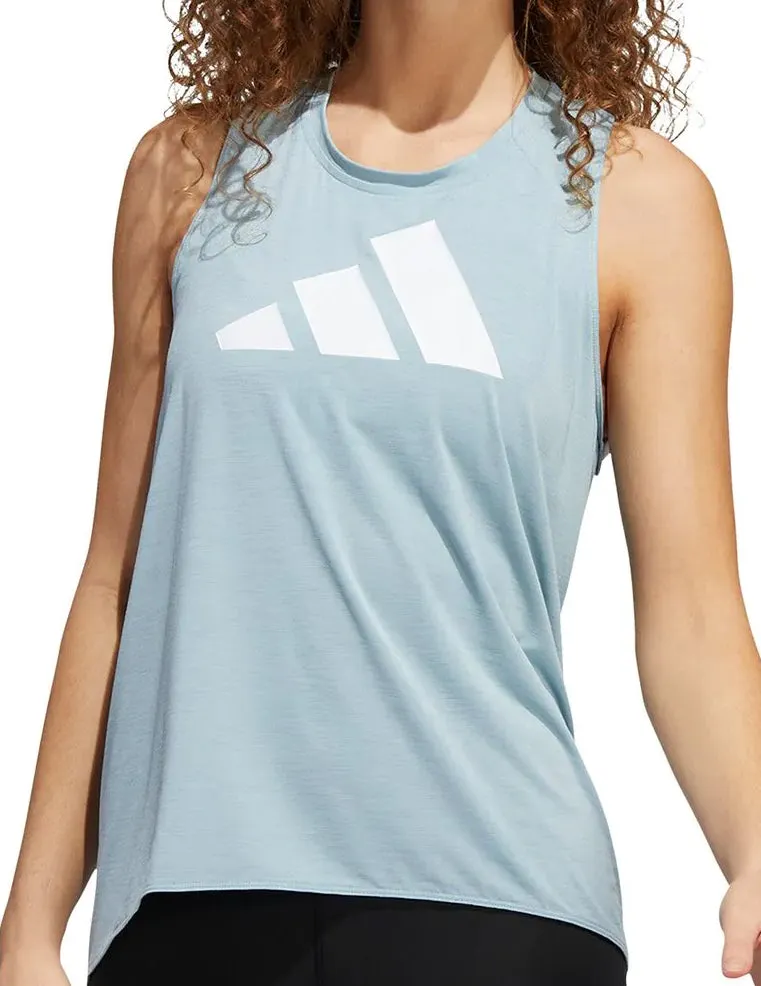 adidas 3 Stripes Bar Logo Womens Running Vest Tank Top - Grey Reinforced Shoulder Structure Tagless label