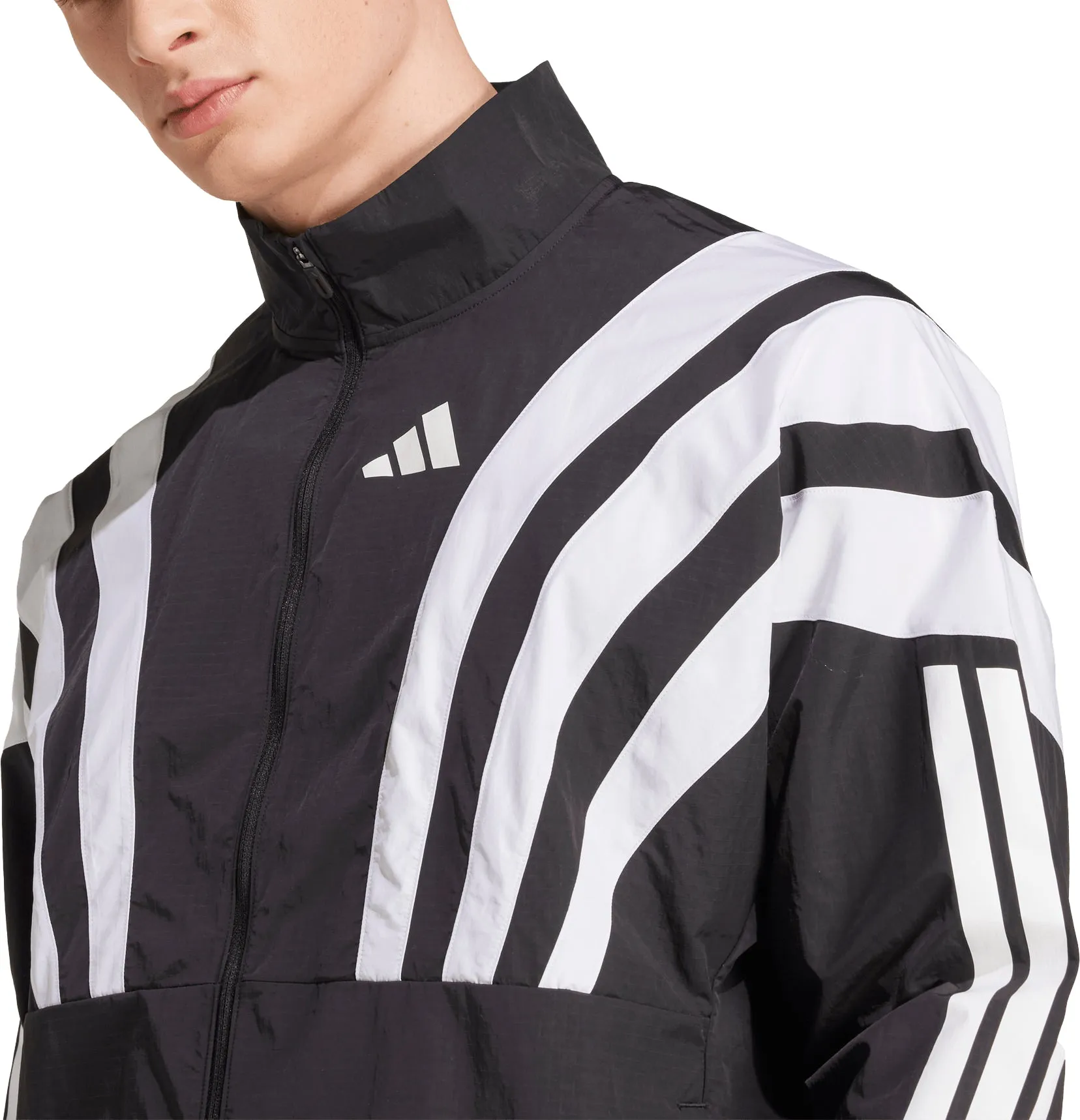 adidas Adizero Archive Mens Running Jacket - Black Silicone Grip Trim