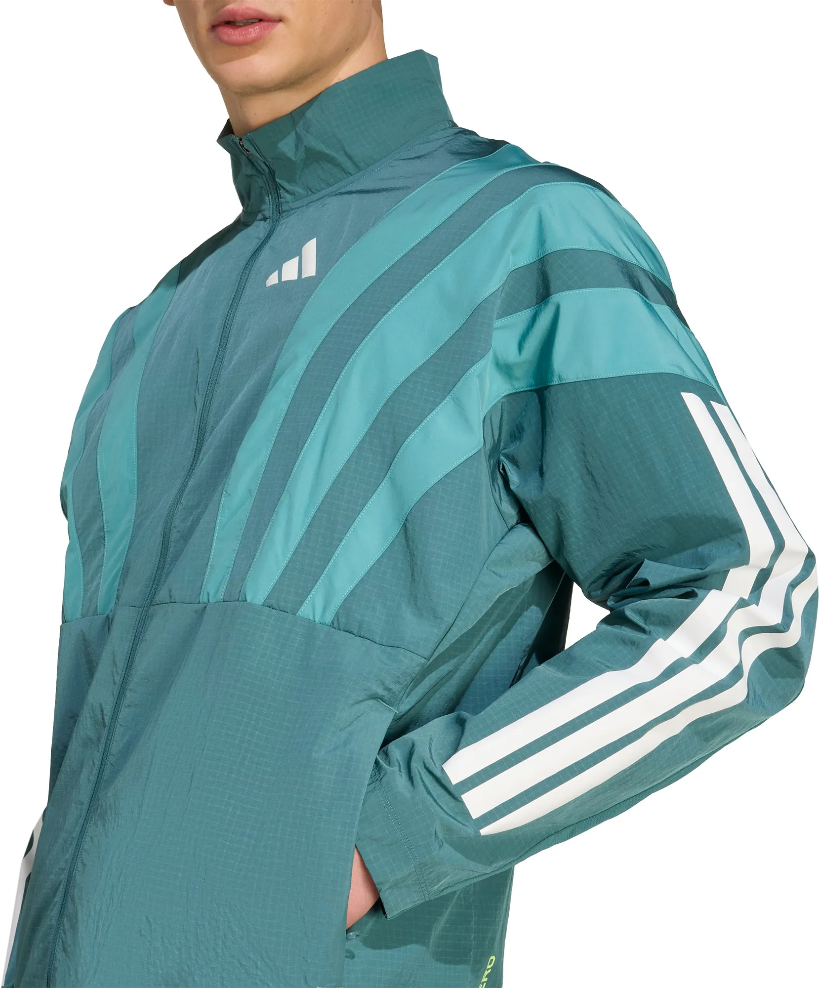 Bold Lines Weather Coat adidas Adizero Archive Mens Running Jacket - Green