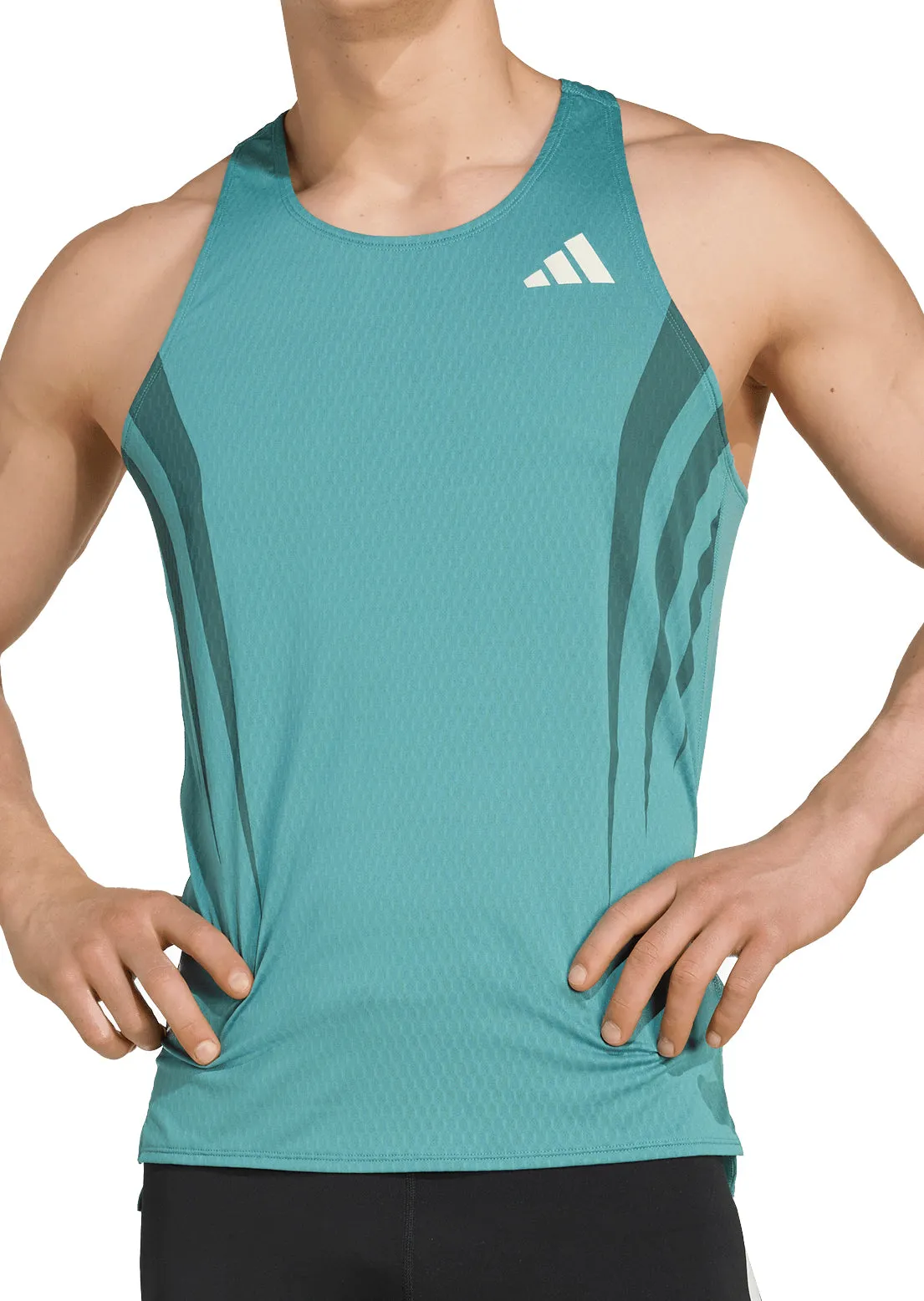 adidas Adizero Archive Mens Running Vest - Green Artificial - intelligence - assisted Minimal Smooth