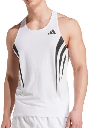 adidas Adizero Archive Mens Running Vest - White Anti Static Fabric