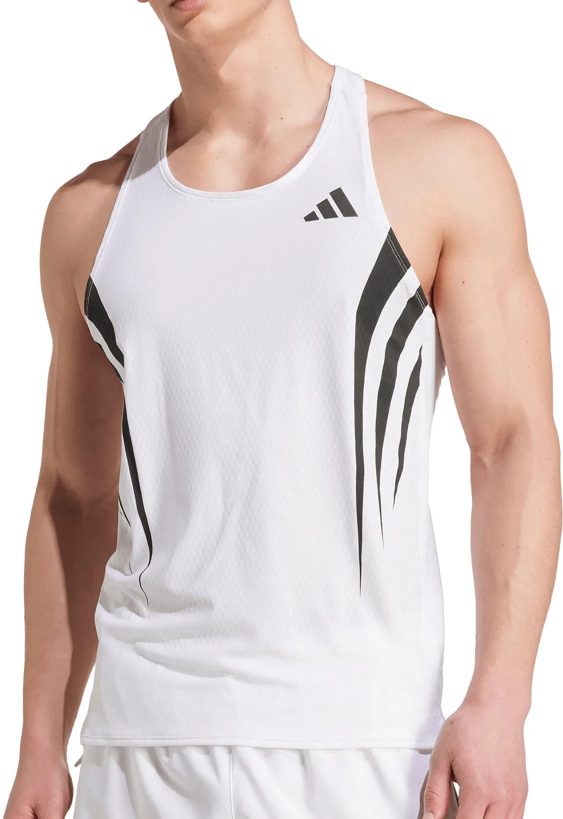 Athletic Cut adidas Adizero Archive Mens Running Vest - White