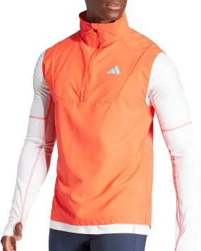 Lightweight Packable Build adidas Adizero Half Zip Mens Running Gilet - Orange