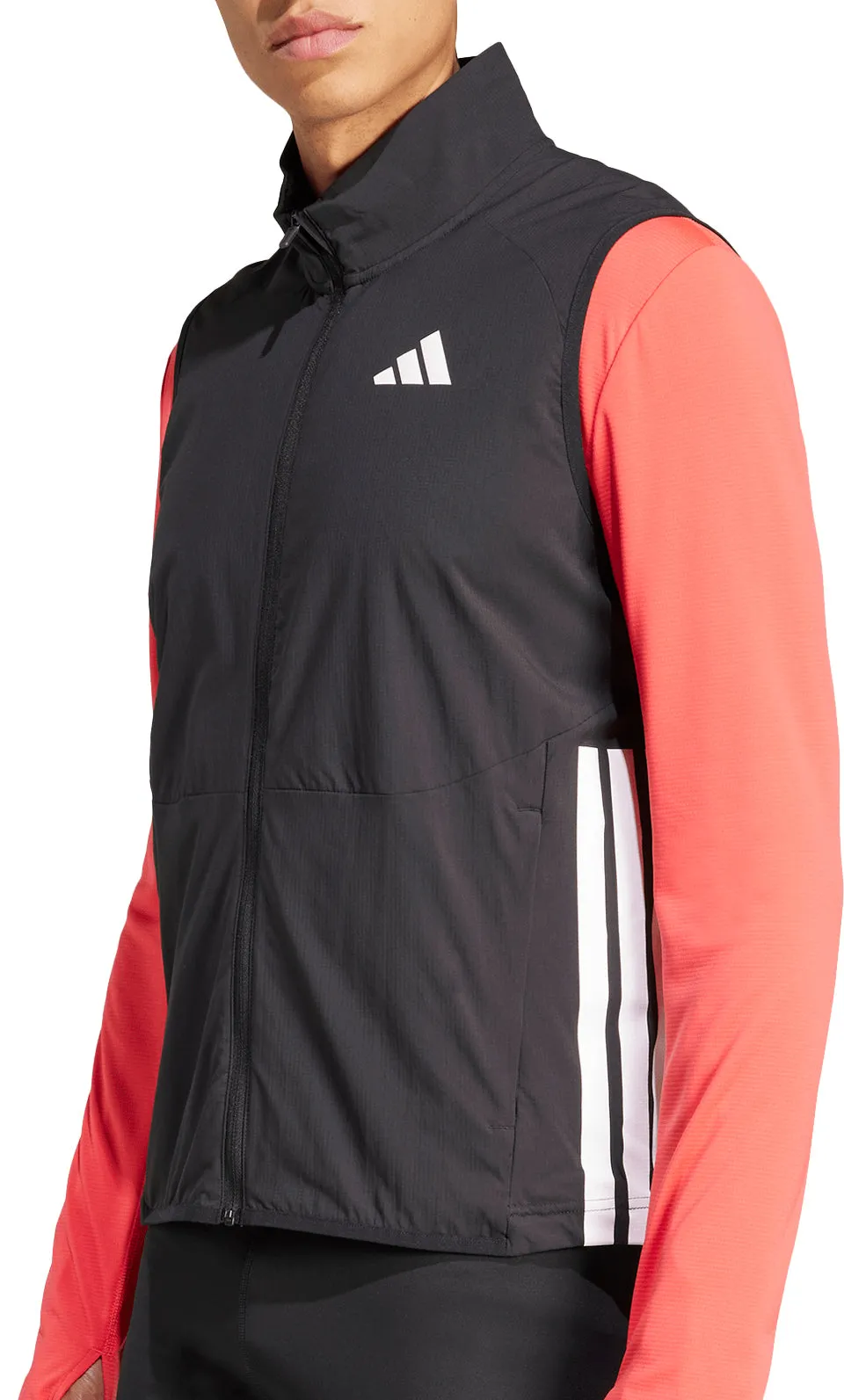 adidas Adizero Mens Running Gilet - Black Hooded Version