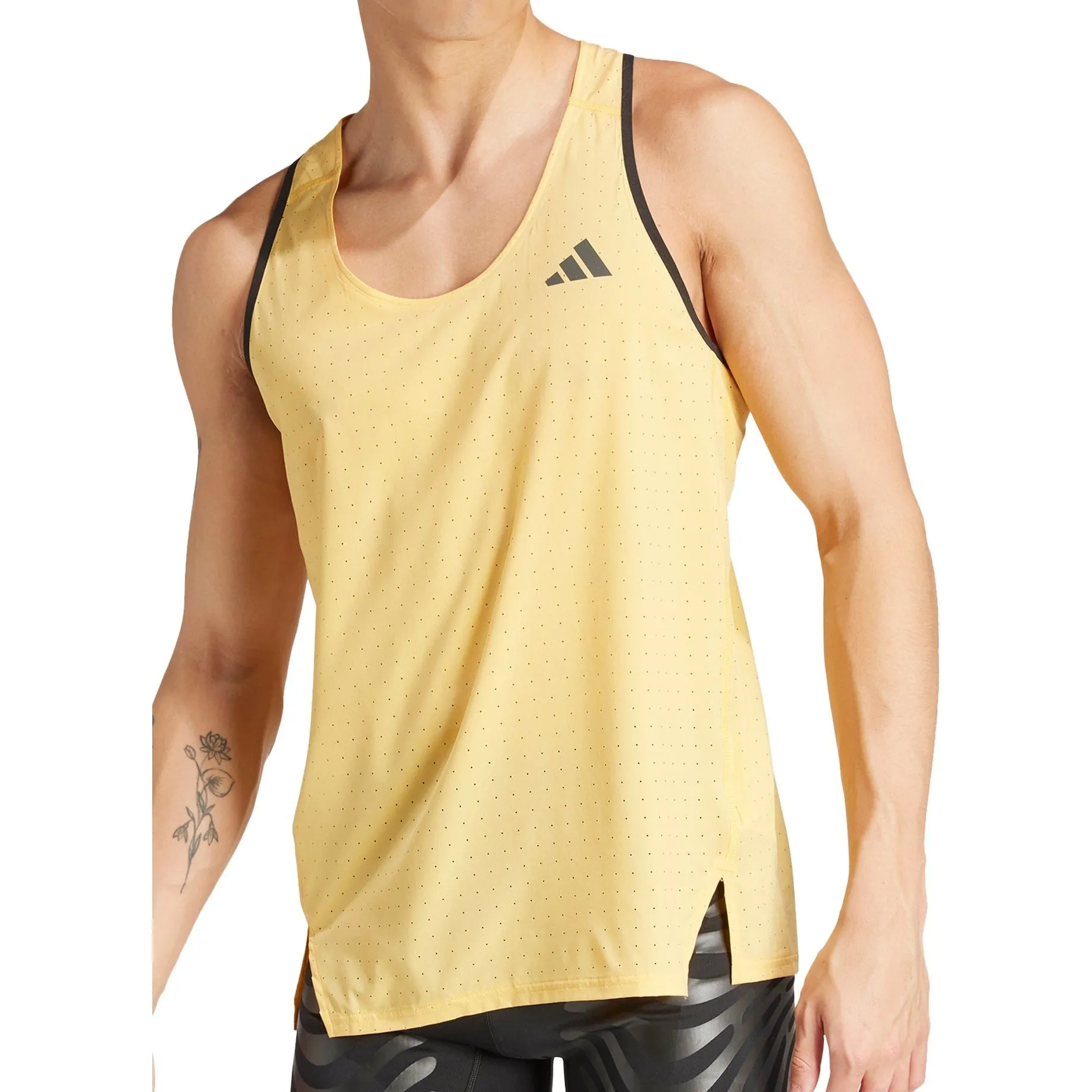 Sustainable Production Process petite size adidas Adizero Mens Running Vest - Yellow