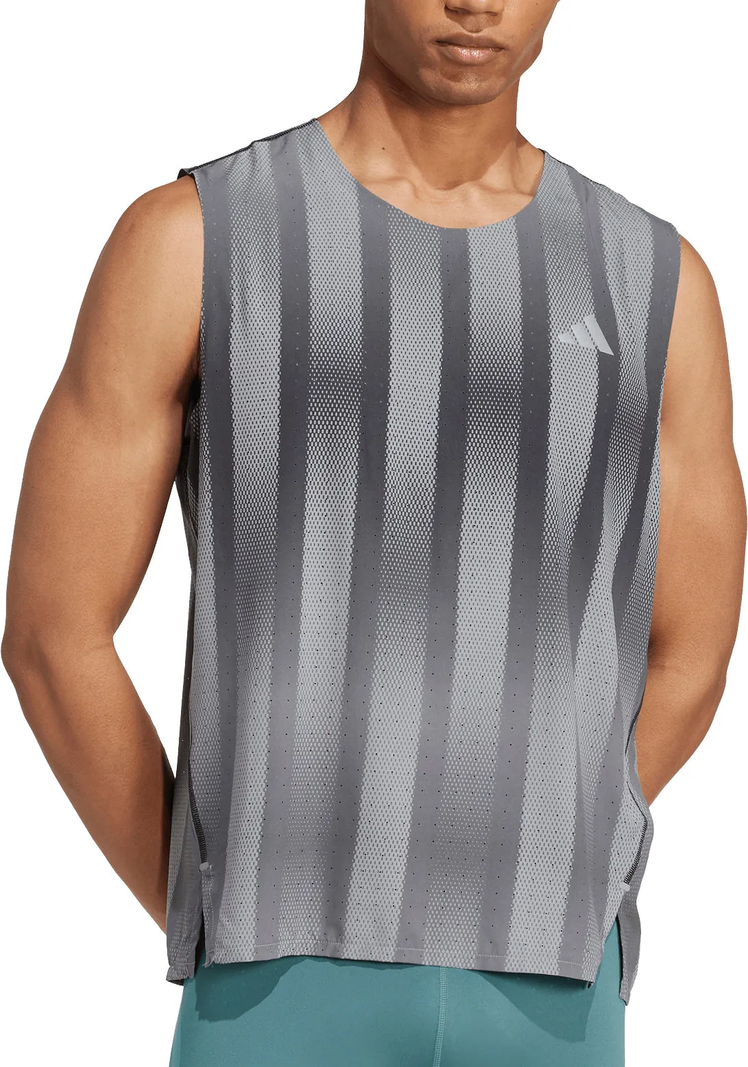 Durable Color Retention Timeless Style adidas Adizero Pro Mens Running Vest - Grey