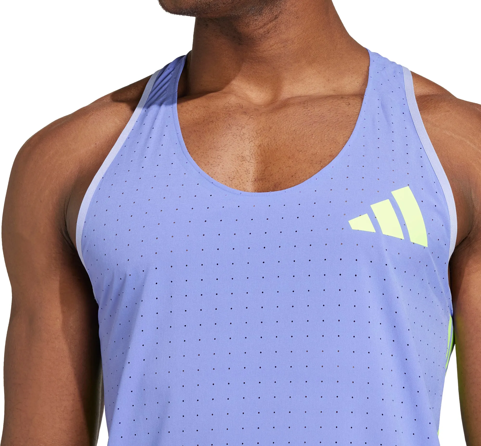 adidas Adizero Promo Mens Running Vest - Blue Seamless Bonding Battle - tested