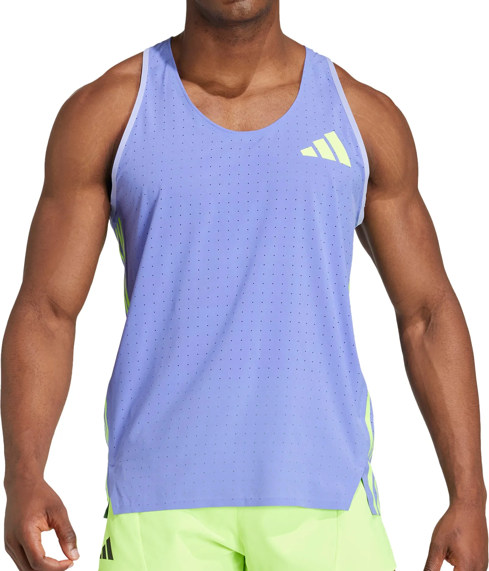 adidas Adizero Promo Mens Running Vest - Blue Soft Fit Wear Easy Wear Style