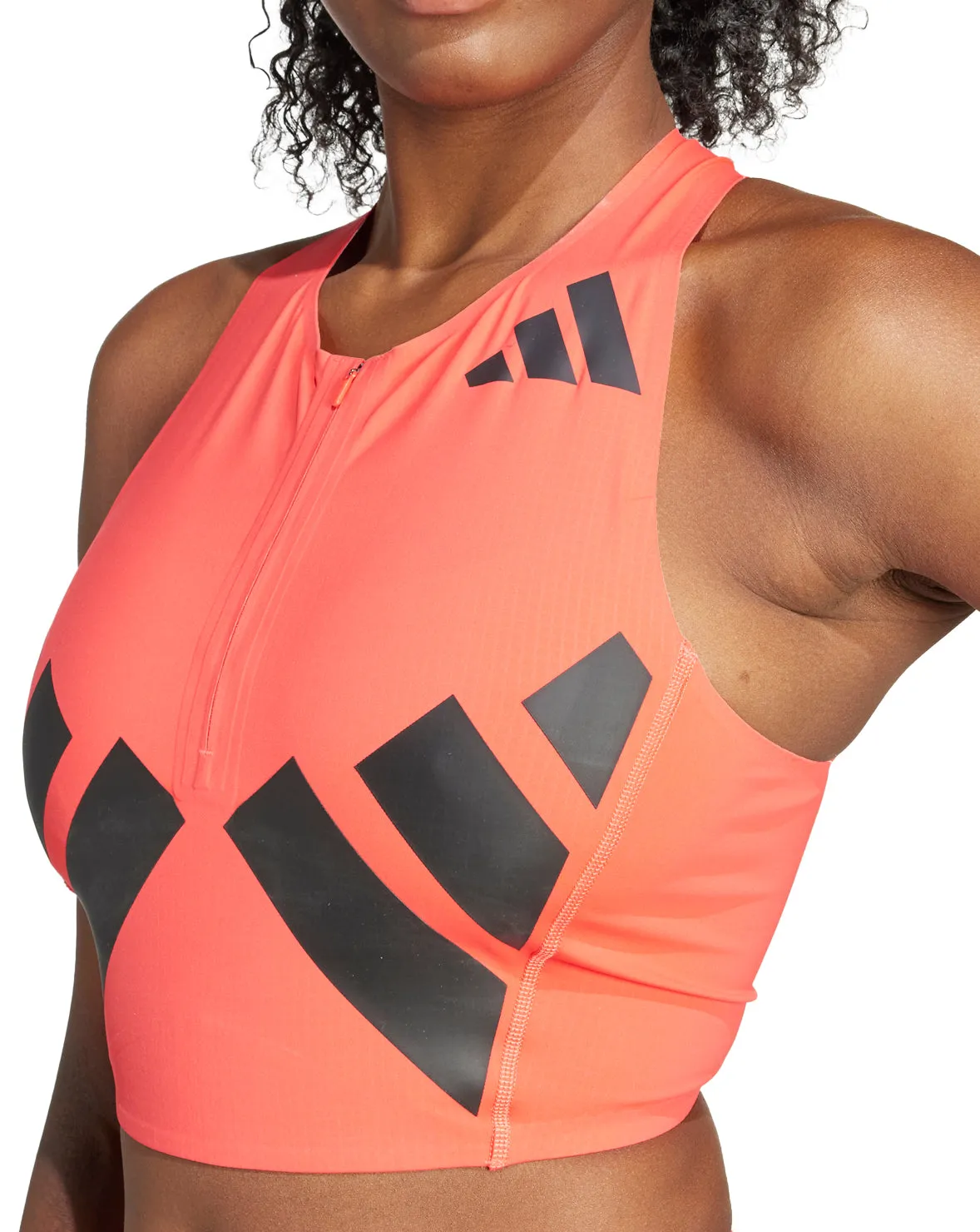 adidas Adizero Road To Records Womens Running Crop Top - Red TemperatureControl Fabric