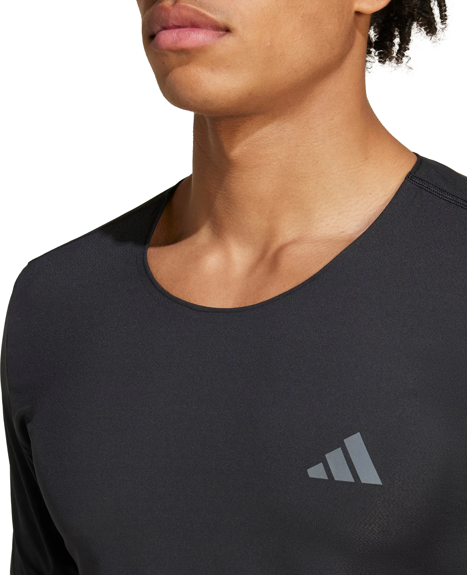 adidas Adizero Short Sleeve Mens Running Top - Black Microfiber texture