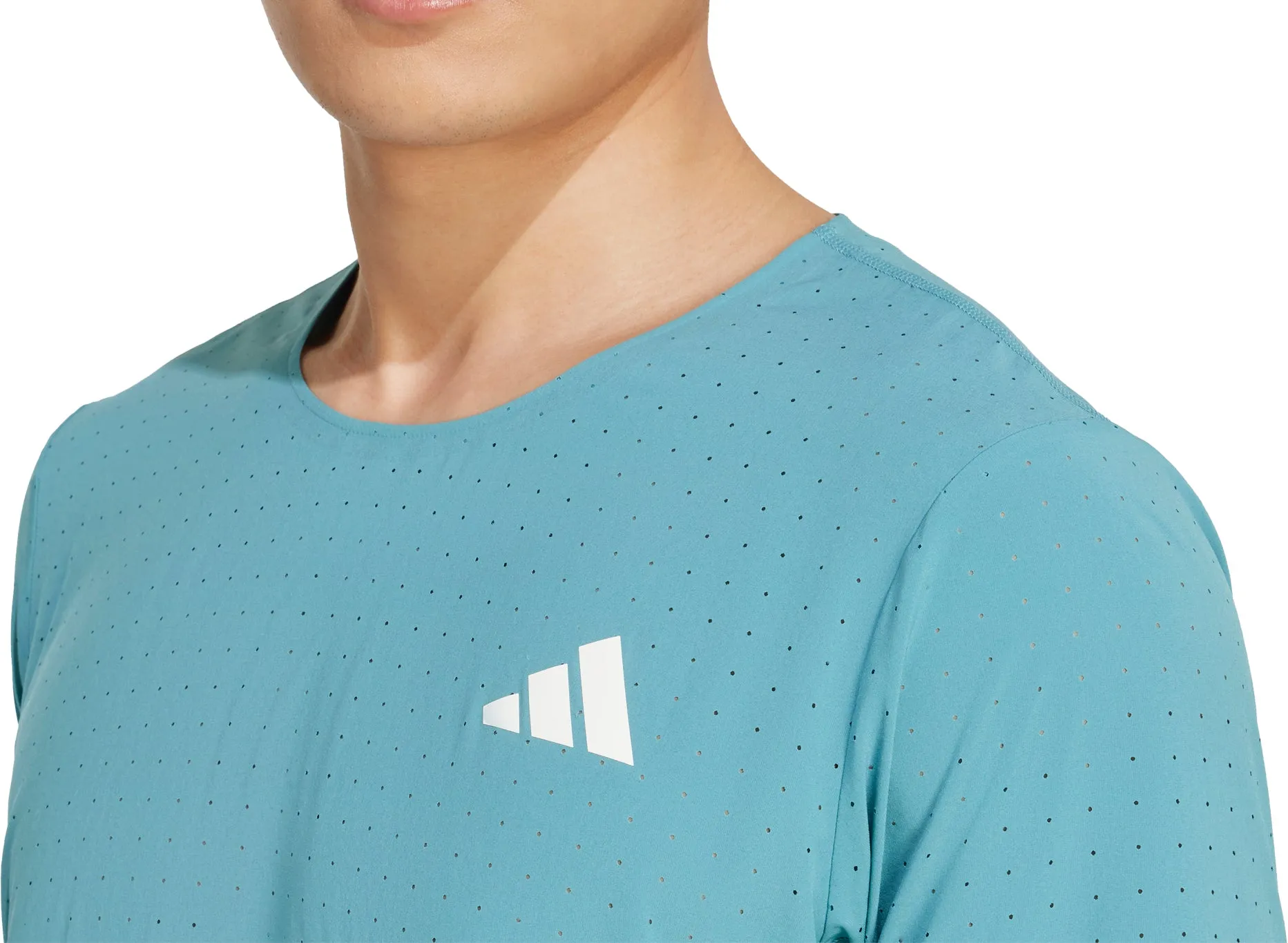 adidas Adizero Short Sleeve Mens Running Top - Green SunProtectionFabric