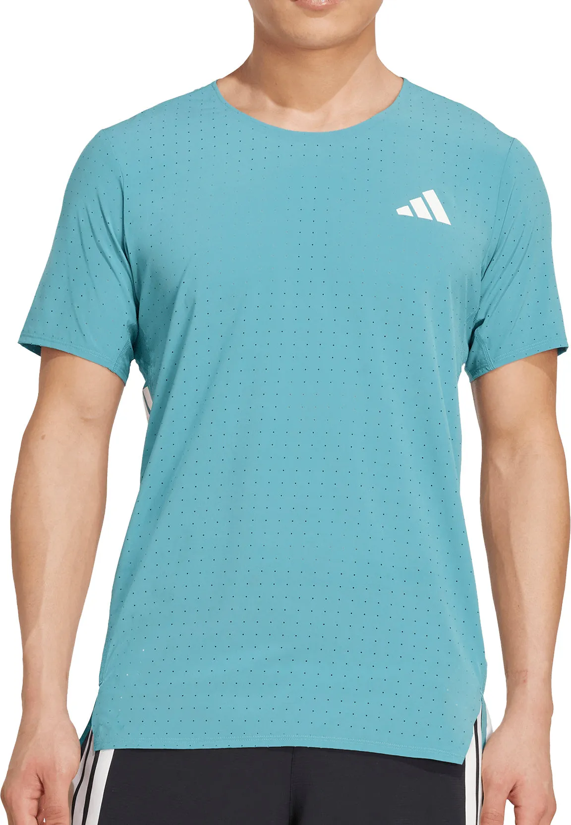 adidas Adizero Short Sleeve Mens Running Top - Green Elegant Detail All-Day Comfort Wear