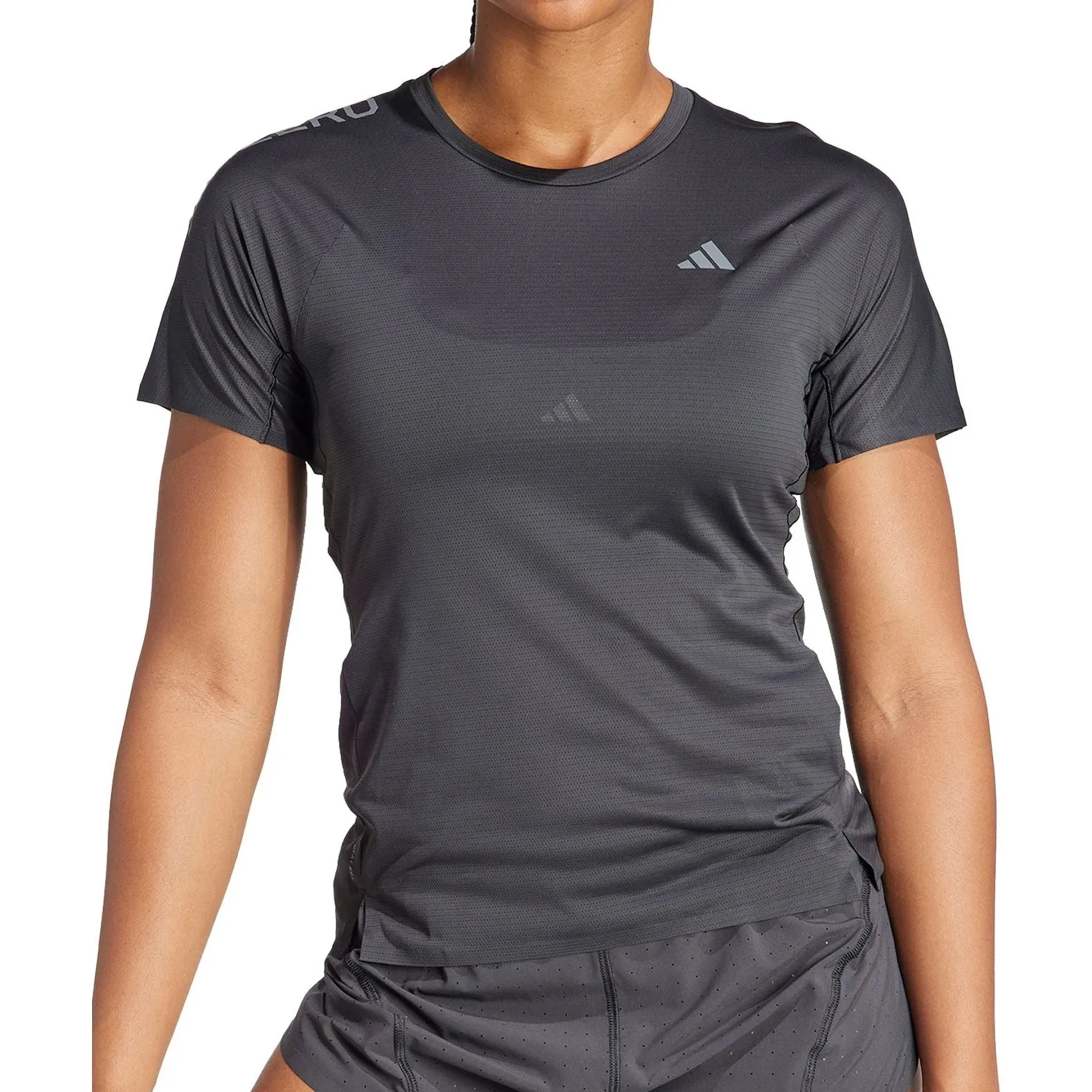 UV protected High Density Weave adidas Adizero Short Sleeve Womens Running Top - Black