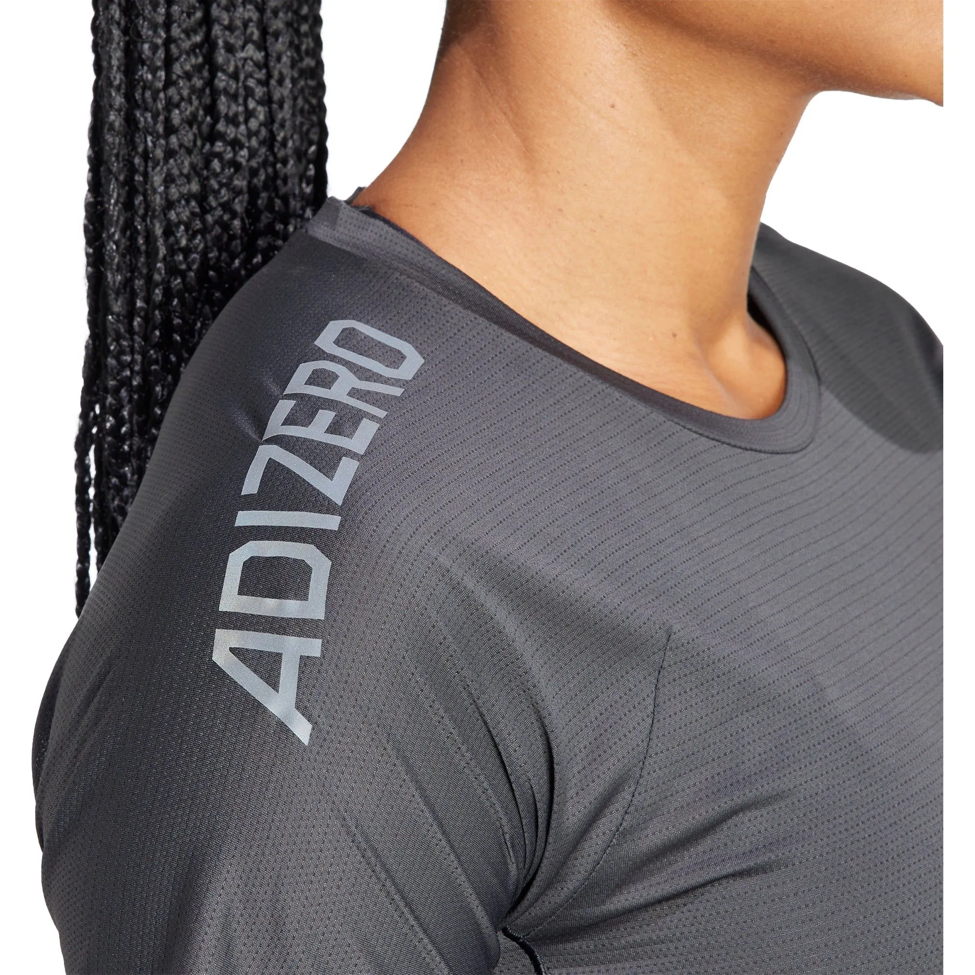 TearResistant Fabric adidas Adizero Short Sleeve Womens Running Top - Black