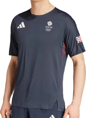 adidas Adizero Team GB Short Sleeve Mens Running Top - Blue Customer Favorite Subtle Logo Placement