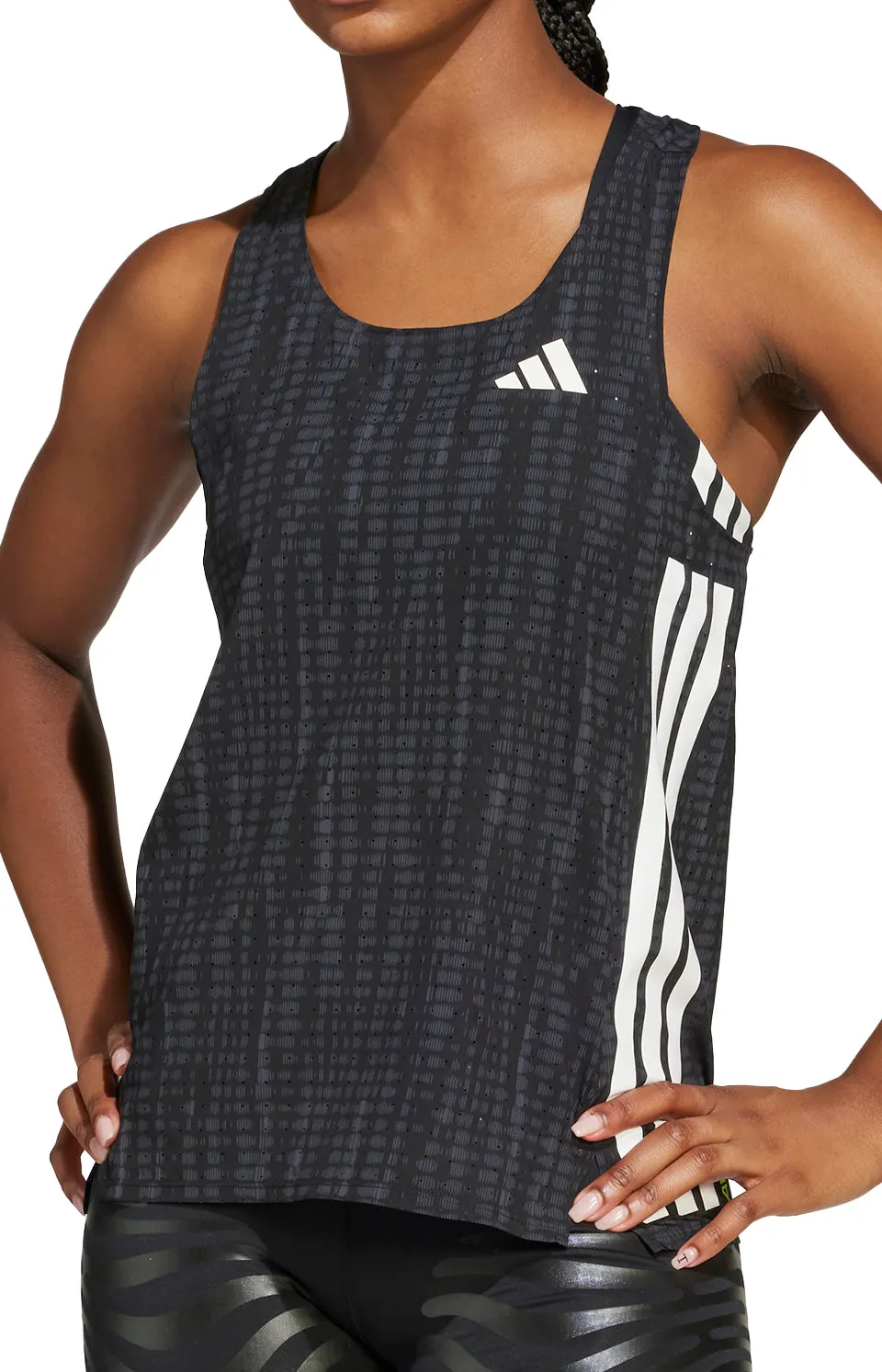 short sleeved adidas Adizero Womens Running Vest Tank Top - Black