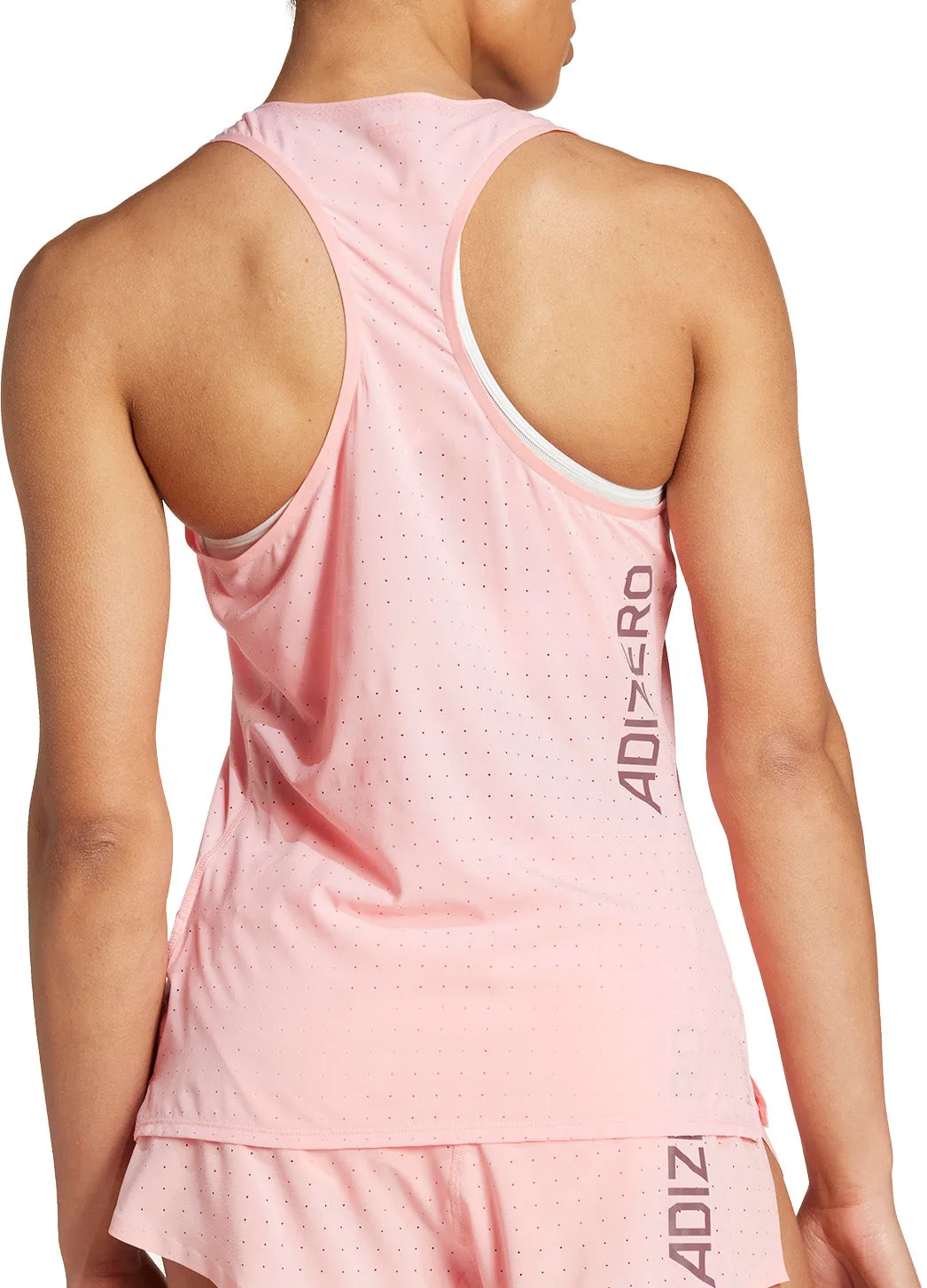 adidas Adizero Womens Running Vest Tank Top - Pink Minimal Style Trend Vibrant Colors