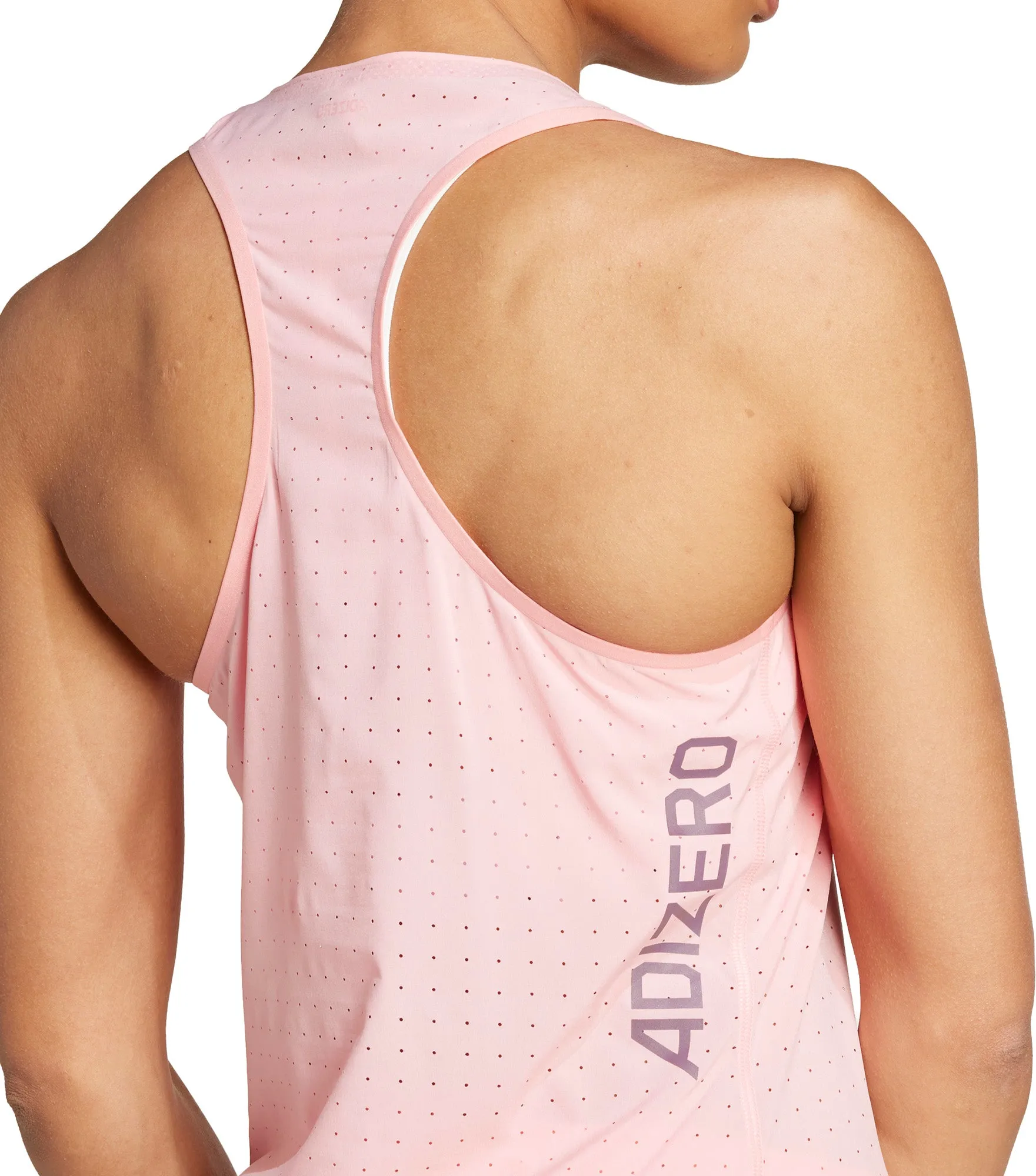 dry cleanable Comfortable Stretch adidas Adizero Womens Running Vest Tank Top - Pink
