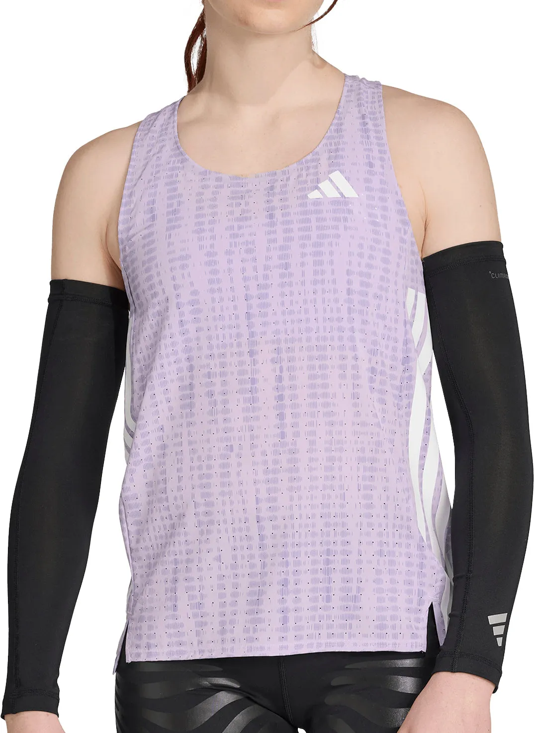 Casual Elegance Floral Print adidas Adizero Womens Running Vest Tank Top - Purple