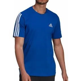 Active Style Casual Comfort Top adidas AeroReady 3 Stripes Short Sleeve Mens Running Top - Blue