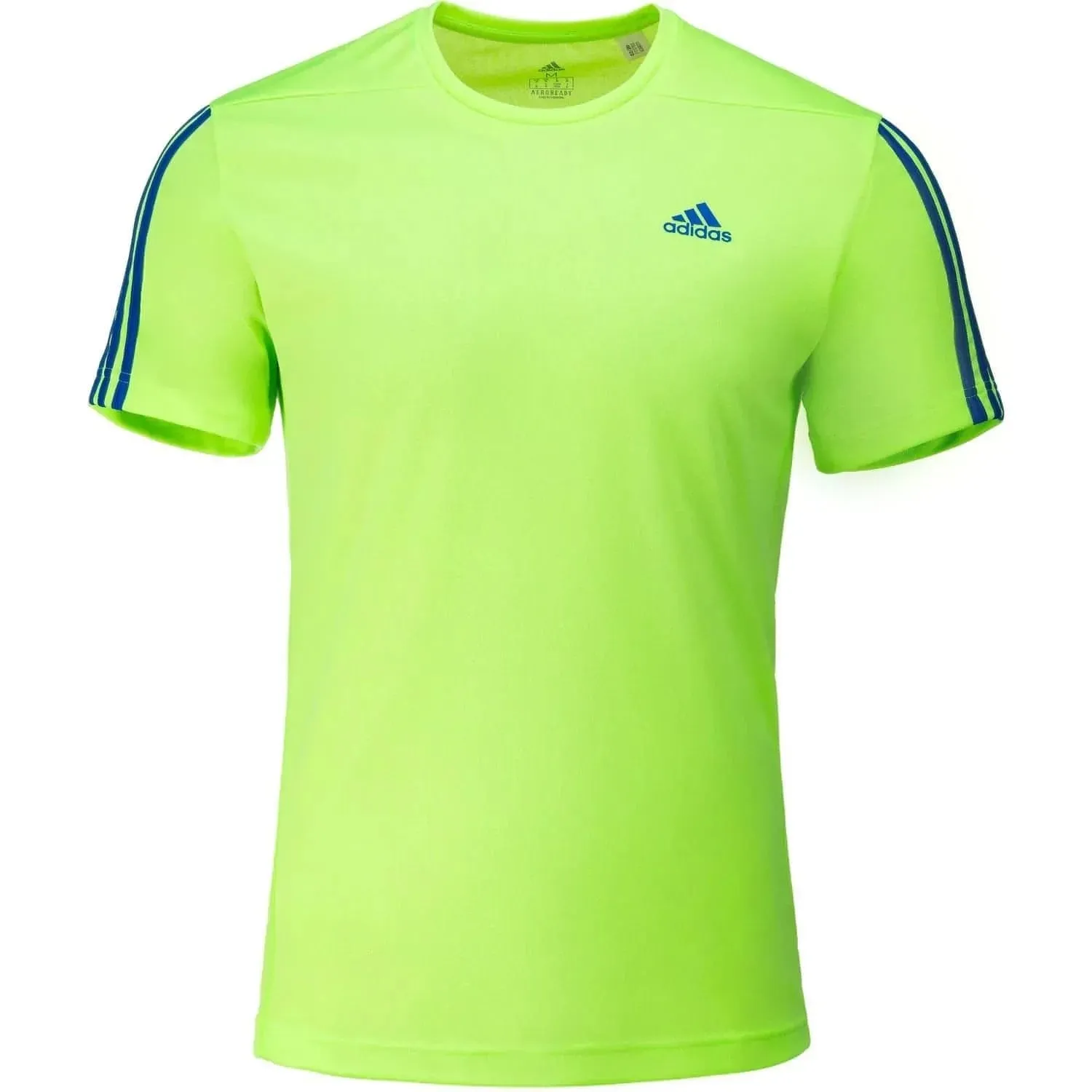 adidas AeroReady 3 Stripes Short Sleeve Mens Running Top - Green Street Trend Look
