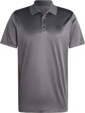 Drop Shoulder Cut adidas Designed To Move 3 Stripes Mens Training Short Sleeve Polo Shirt - Grey