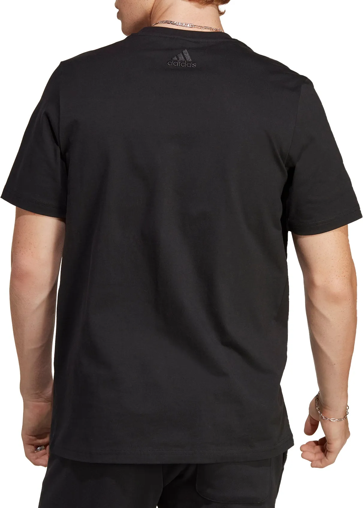 adidas Essentials Big Logo Short Sleeve Mens Top - Black Smart Fashion Moisture Wicking Technology